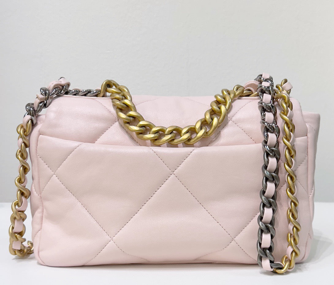 Chanel Medium Calfskin Quilted Chanel 19 Flap Light Pink