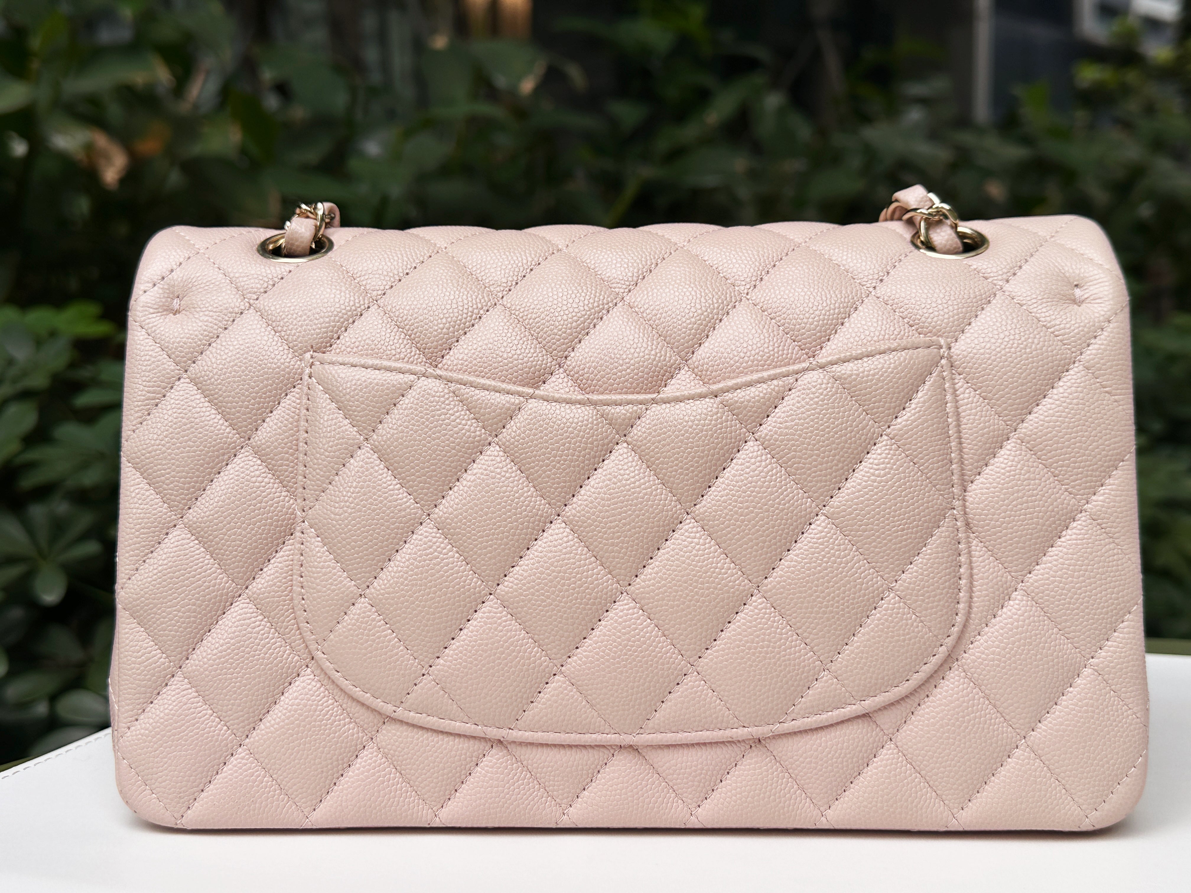 Chanel Medium Caviar Quilted Double Flap Light Pink 21ＣOutside