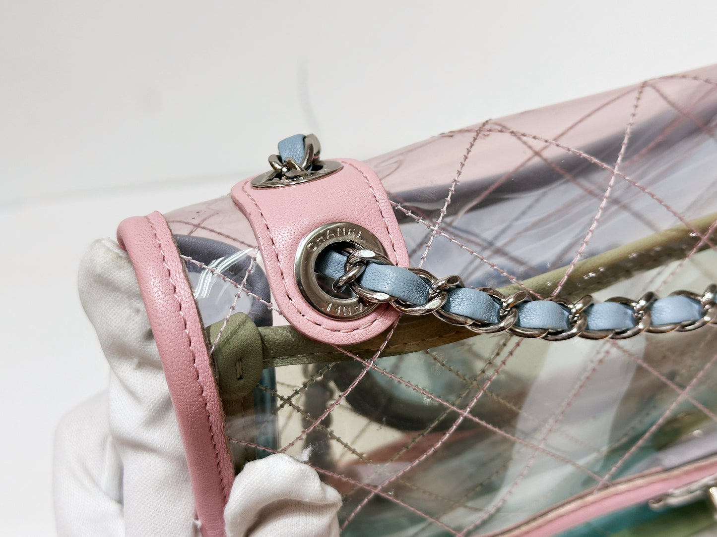 Chanel Coco Splash PVC Medium Flap Bag Pink/Green/Blue 25499 holo
