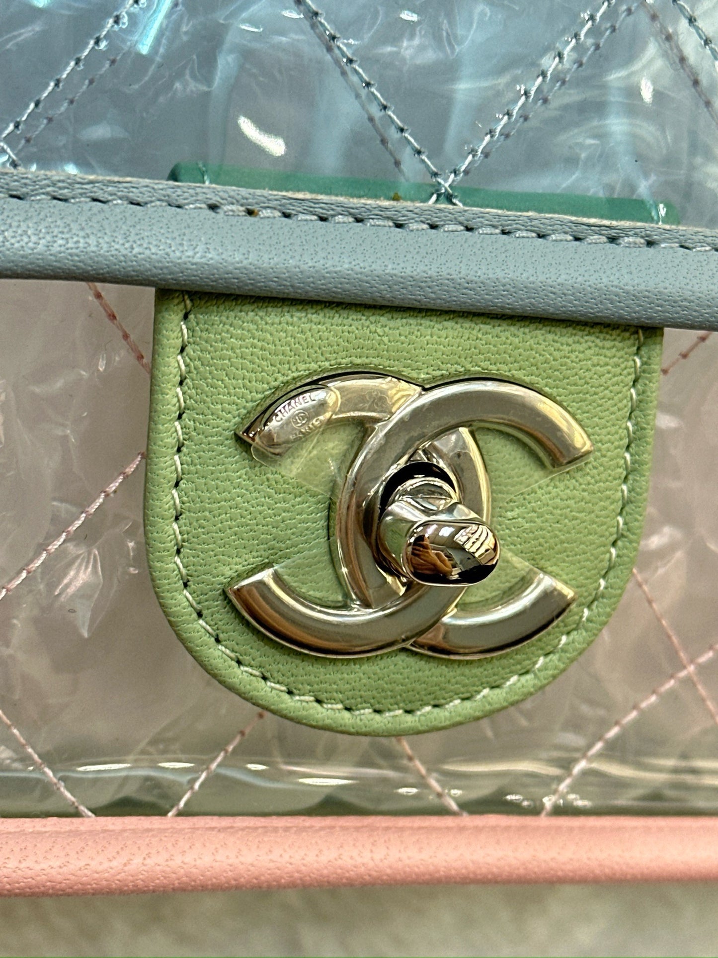 Chanel Medium Coco Splash PVC Flap Bag Blue/Green/Pink SHW