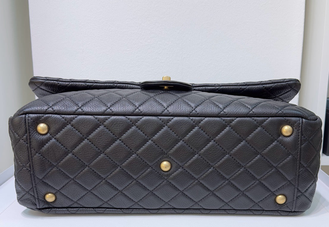 Chanel XXL Travel Calfskin Quilted Flap Bag Black GHW