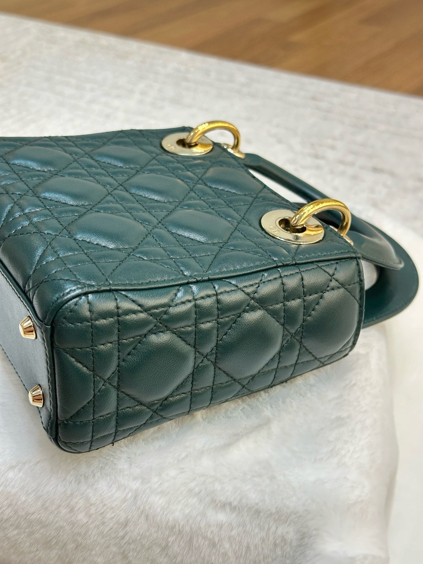 Christian Dior Mini Lambskin Cannage Lady Dior Green