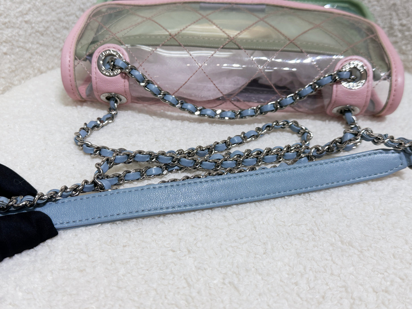 Chanel Coco Splash PVC Mini Flap Bag Pink/Green/Blue 2576 holo card