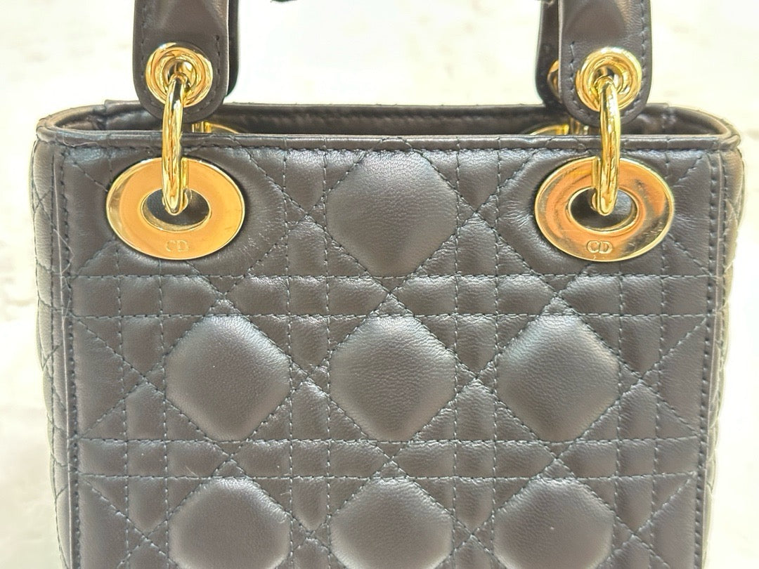 Christian Dior Mini Lambskin Cannage Lady Dior Black