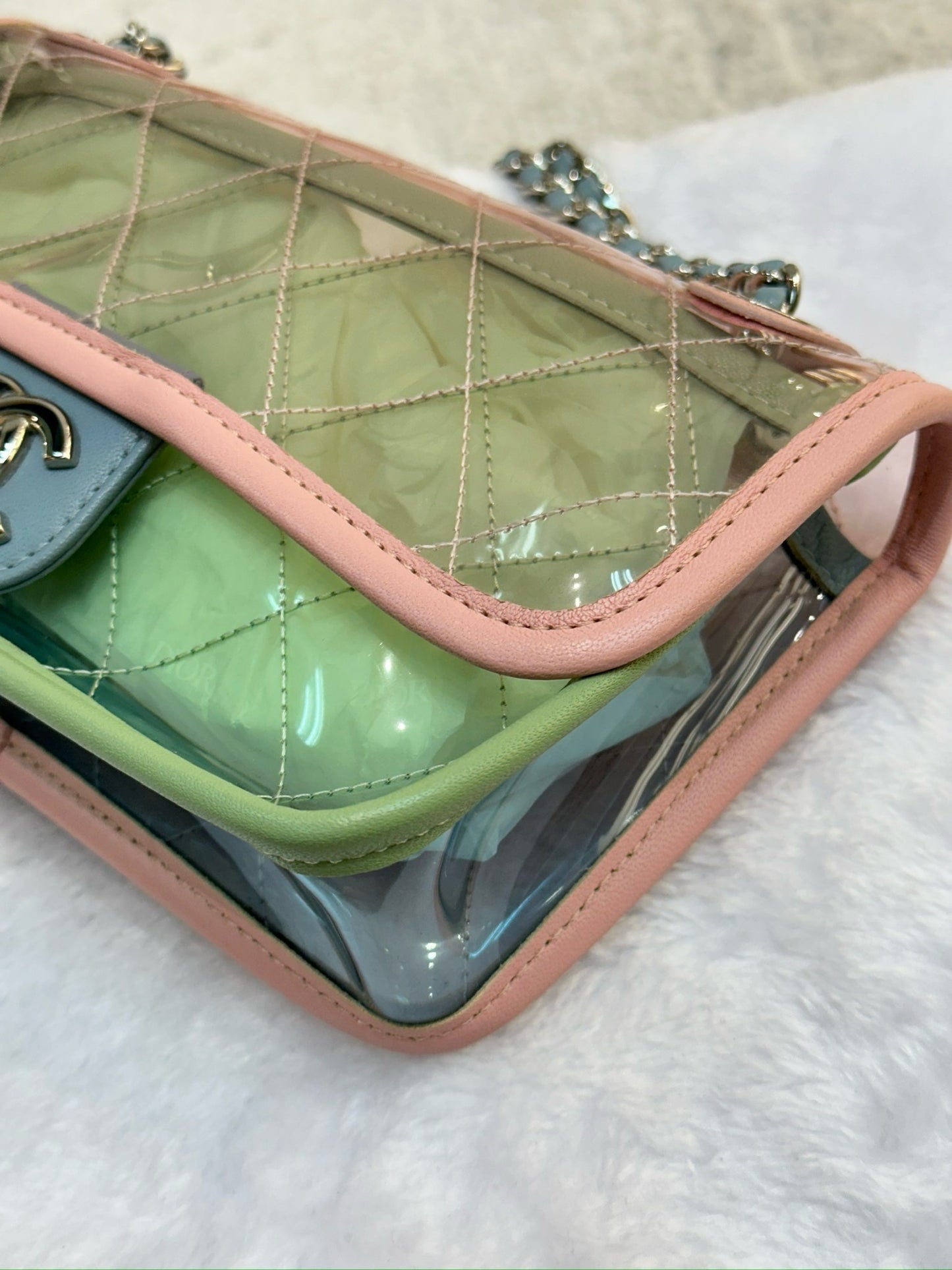 Chanel Mini Coco Splash PVC Flap Bag Pink/Green/Blue Silver Hardware