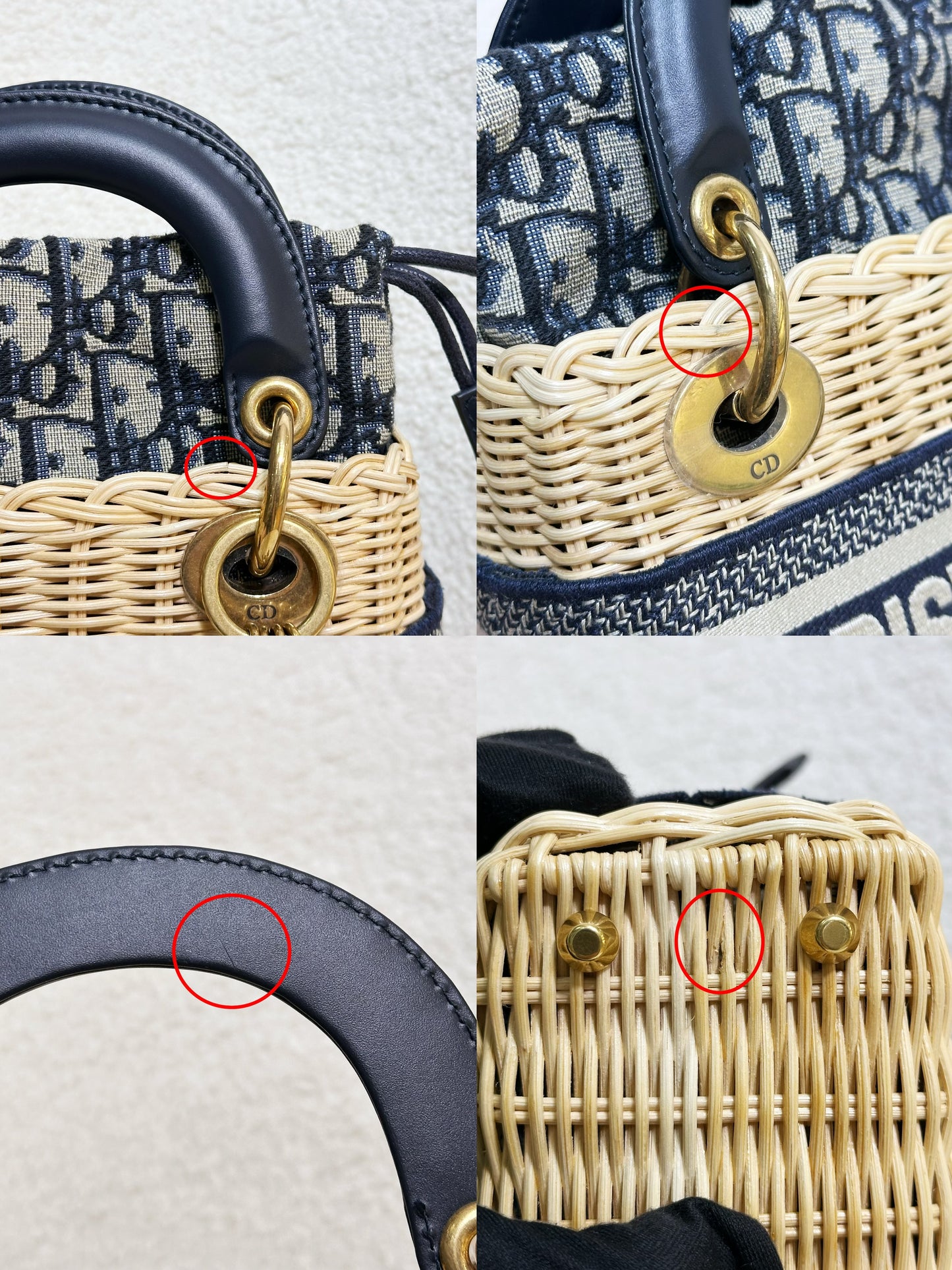 Christian Dior Bicolor Wicker Jacquard Mini Lady Dior Bag