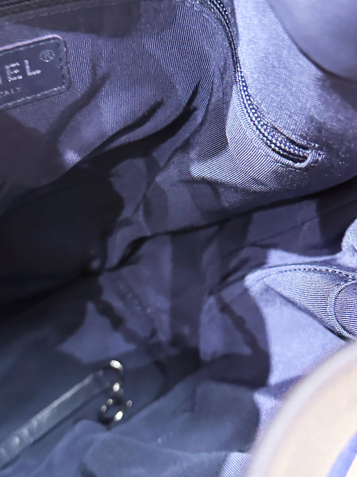 Chanel Blue Cotton Drawstring Bag Multiple colors 2704 holo card