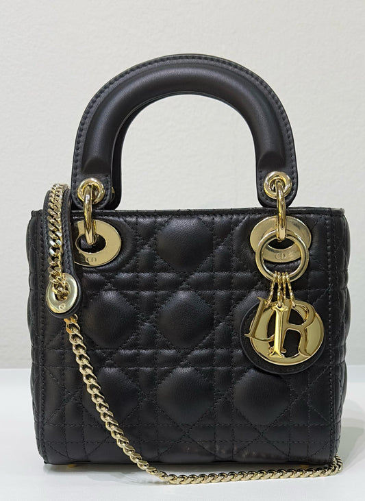 Christian Dior Mini Lambskin Cannage Lady Dior Black