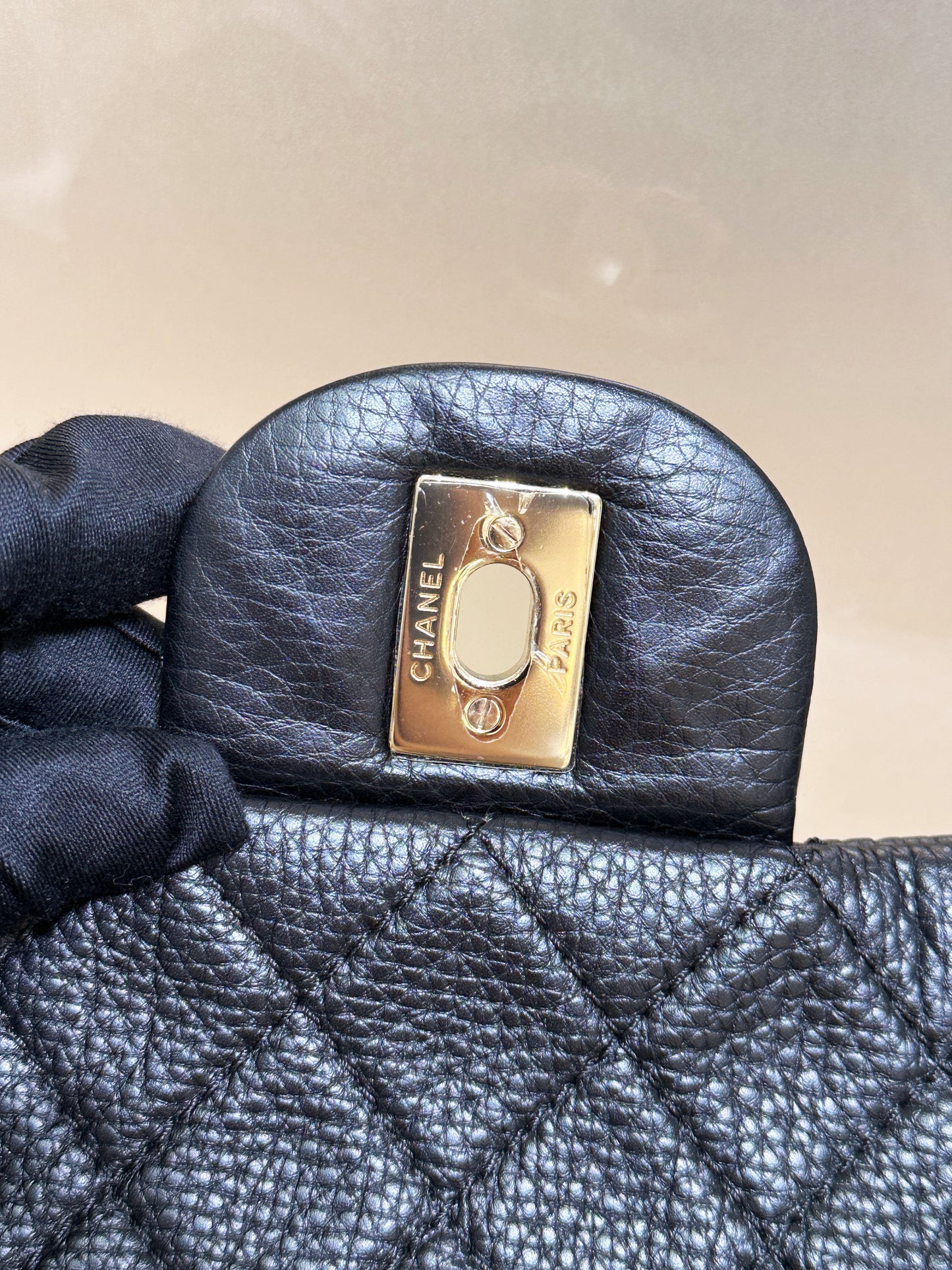 Chanel 2017 Calfskin Quilted XXL Travel Flap shoulder bag Black GHW 2354 holo card