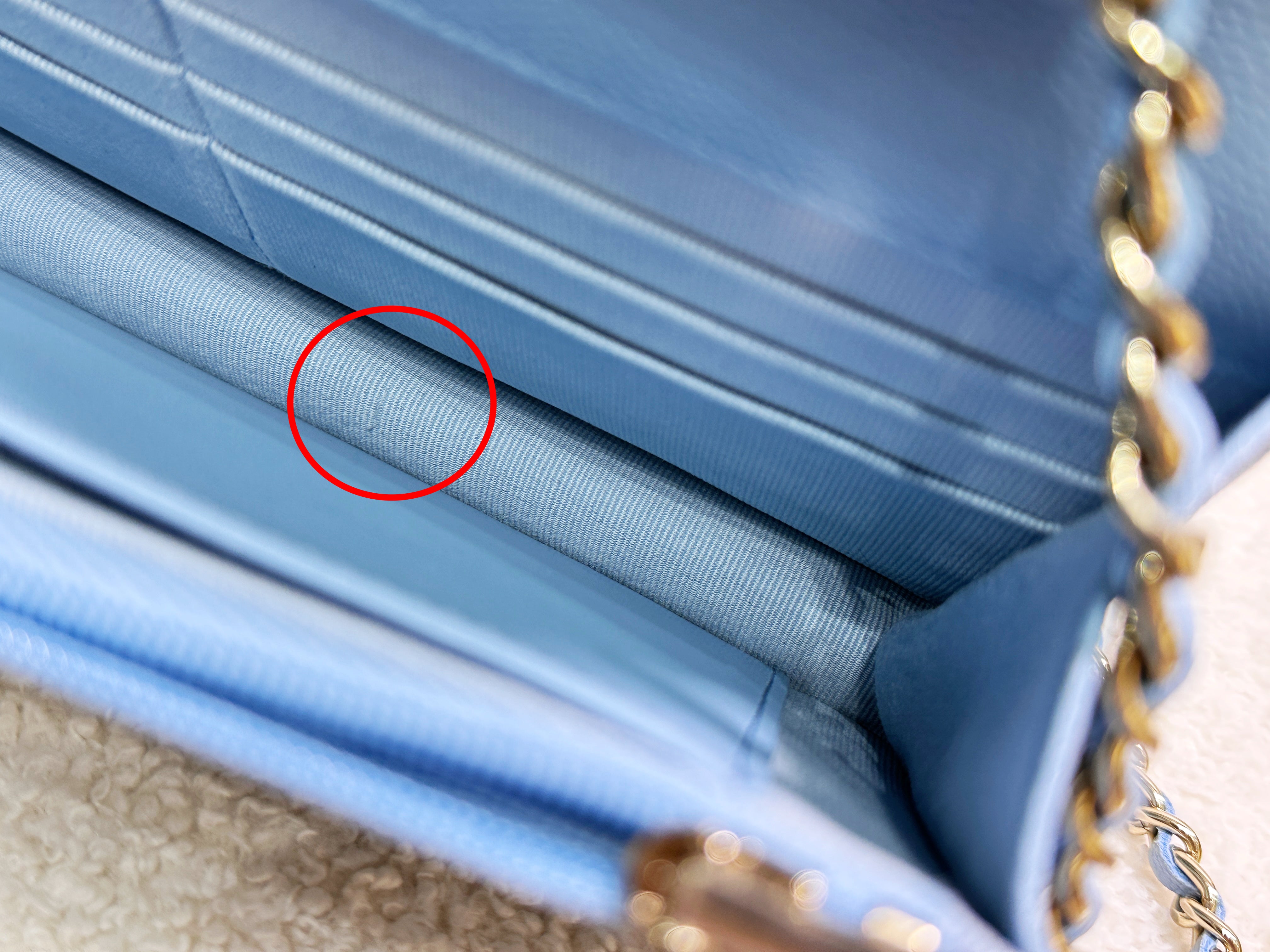 Chanel Classic Wallet on Chain Caviar Blue GHW G1L4 microchip