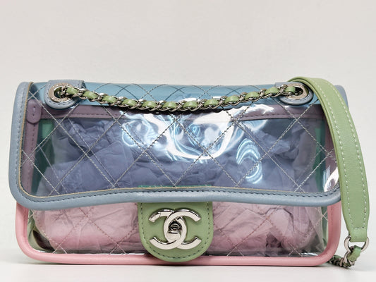 Chanel Coco Splash PVC Mini Flap Bag Blue/Pink/Green 2582 holo