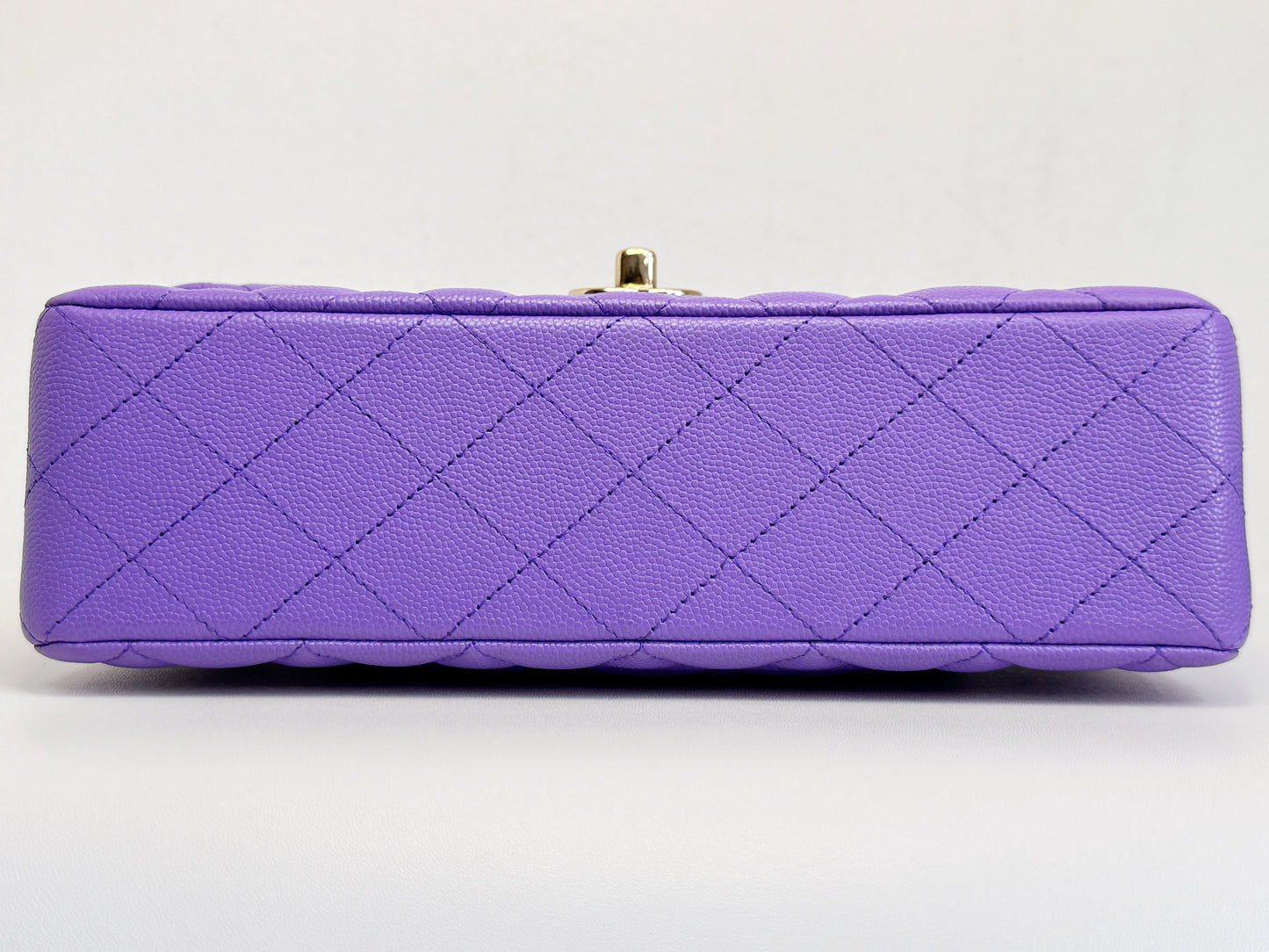 Chanel 20S Small Caviar Classic Quilted Double Flap Bag Purple LGHW 2976 holo card