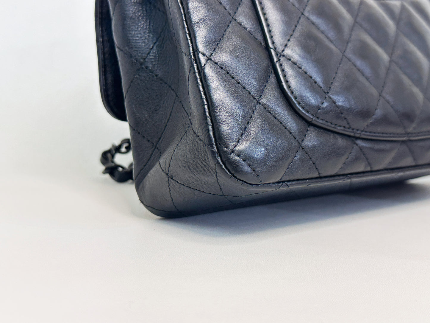Chanel Quilted Mini Rectangular Flap So Black Crumpled Calfskin Bag 2400 holo card