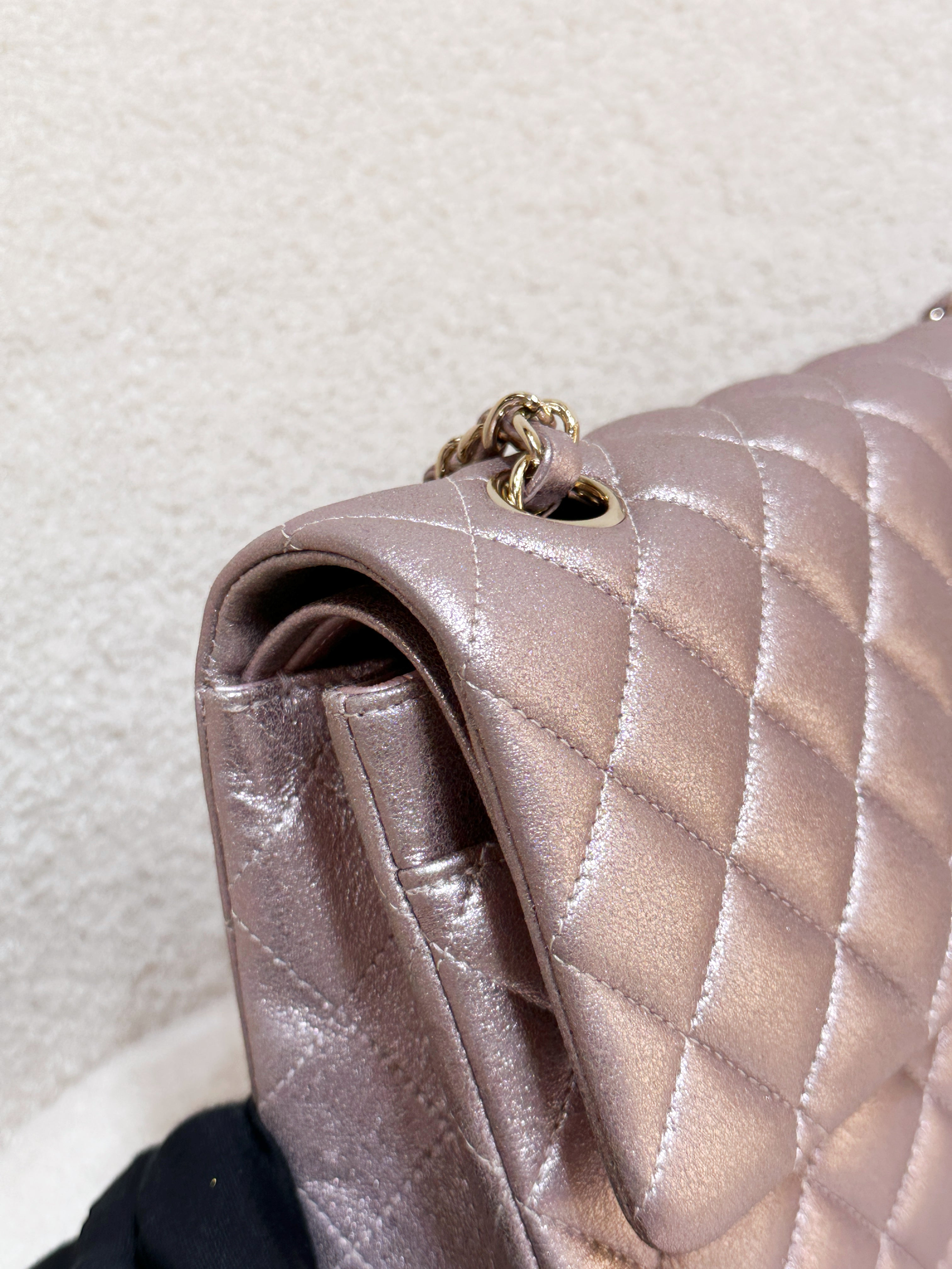 Chanel Classic Quilted Medium Double Flap Iridescent Pink (Calfskin)LGHW 1998 holo card