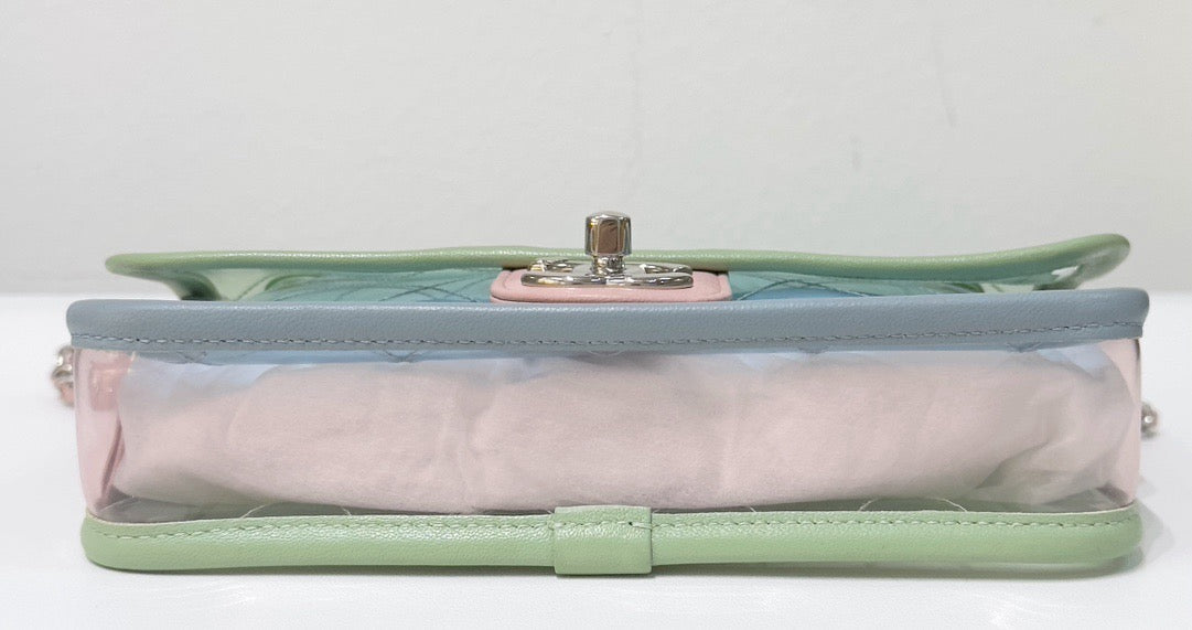 Chanel Mini Coco Splash PVC Flap Bag Blue/Green/Pink Silver Hardware