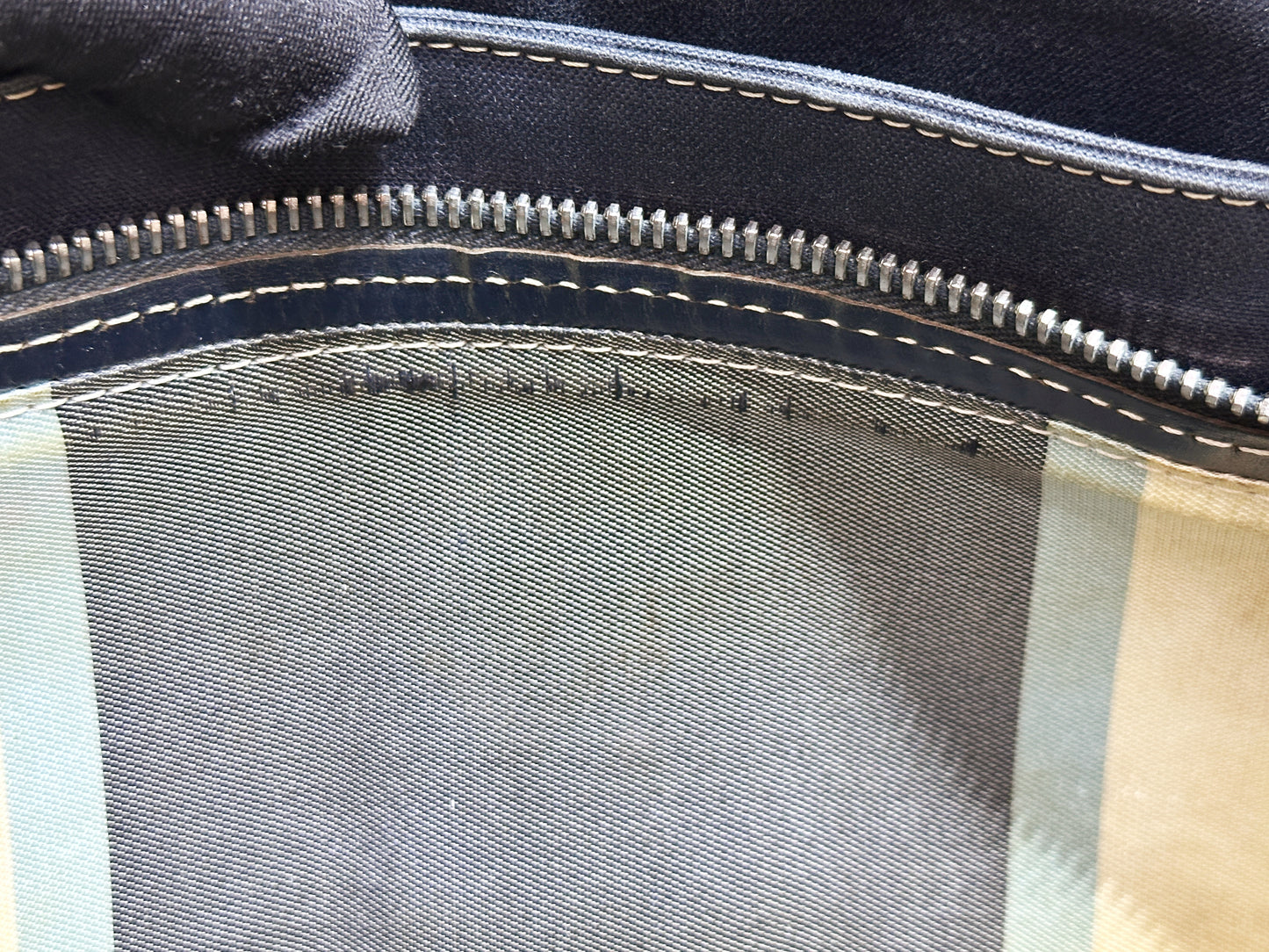 Fendi Mamma Baguette Canvas Shoulder Bag Navy blue