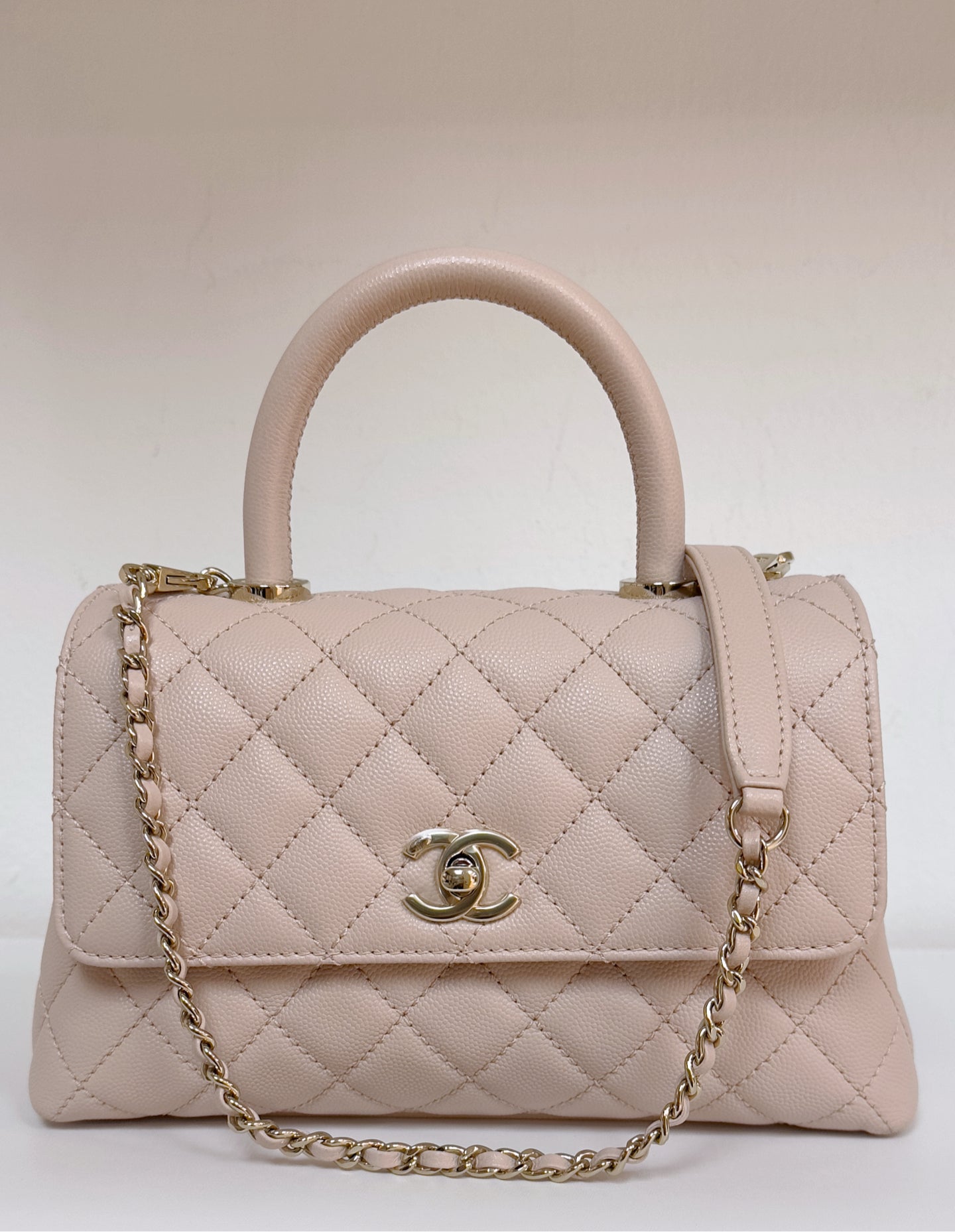 Chanel Small Caviar Coco Handle Light Pink LGHW 21A