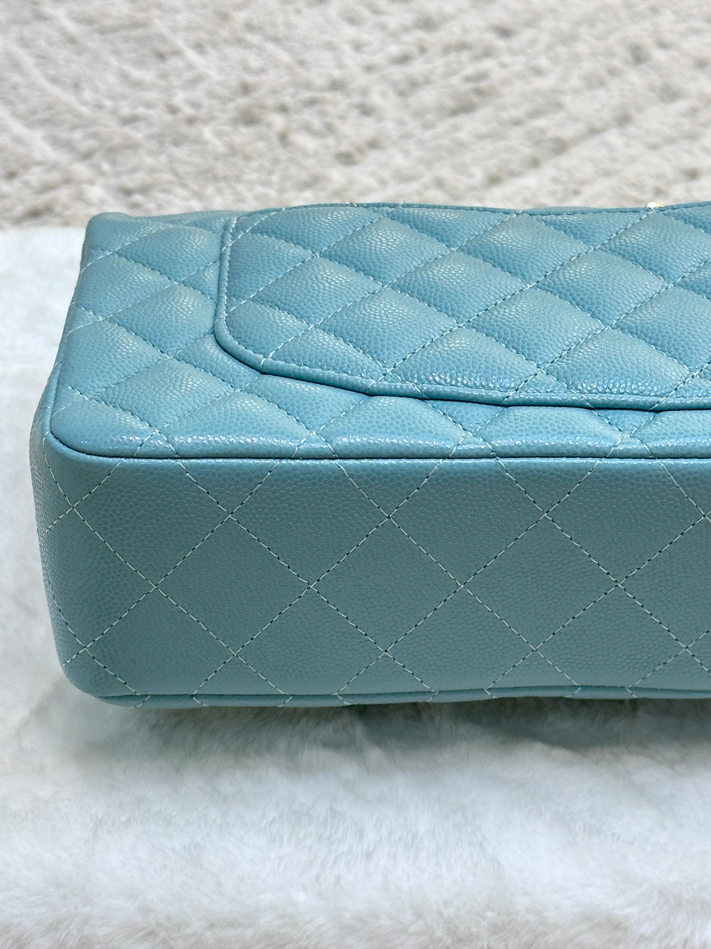 Chanel Small Classic Caviar Double Flap Tiffany Blue 20C GHW