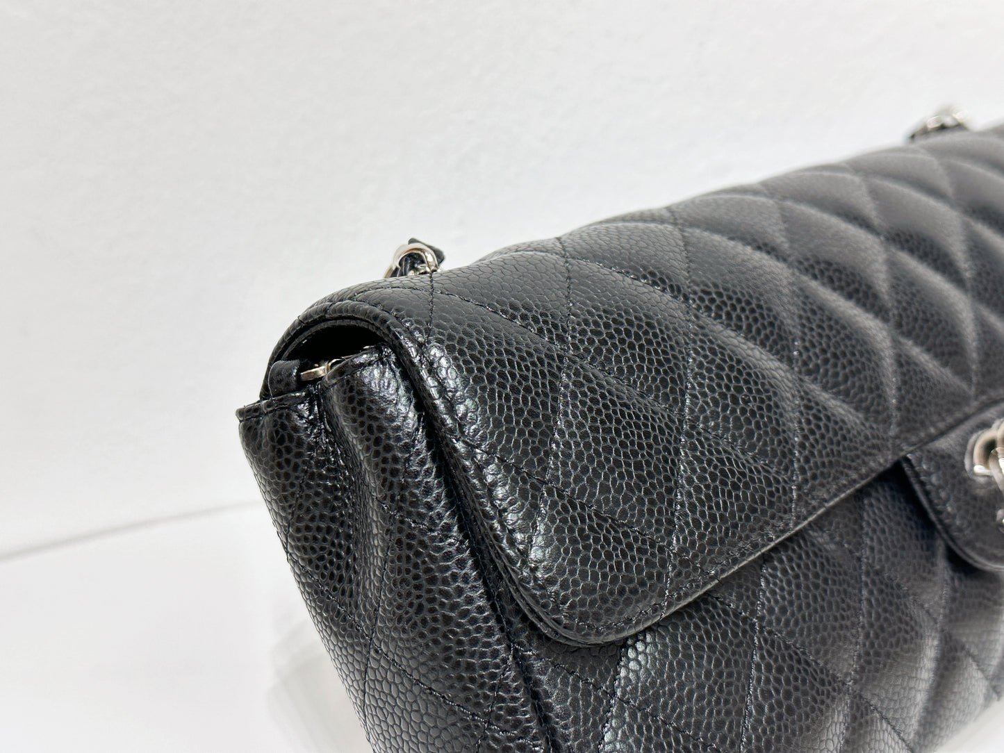 Chanel Caviar East West Flap Bag Black SHW 1172 holo card