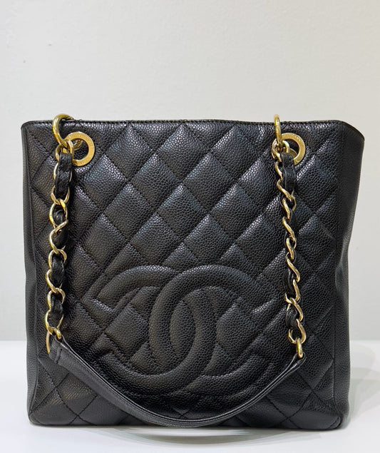 Chanel Caviar Quilted Petit Shopping Tote PST Black