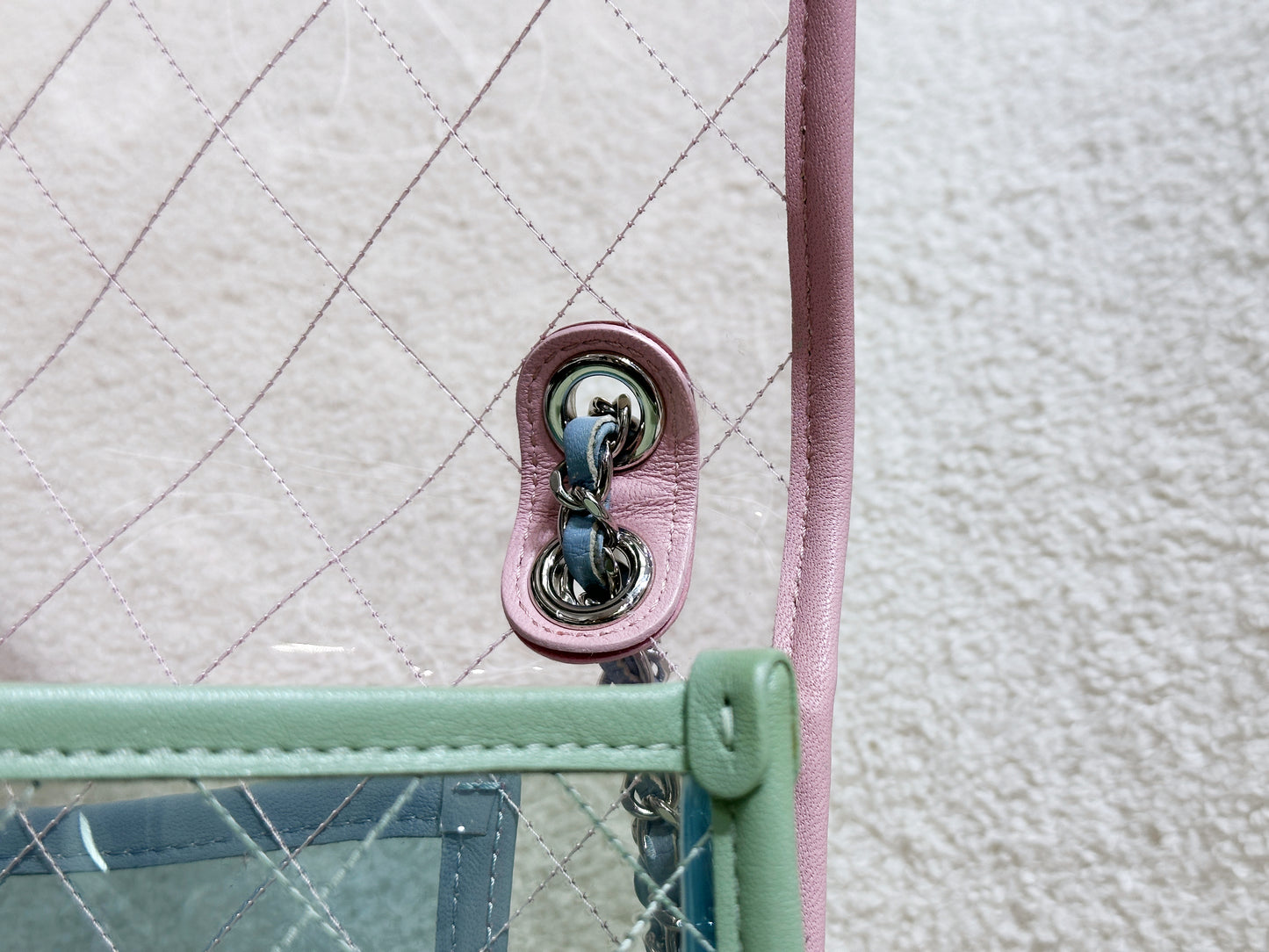 Chanel Coco Splash PVC Medium Flap Bag Pink/Green/Blue 254 holo card