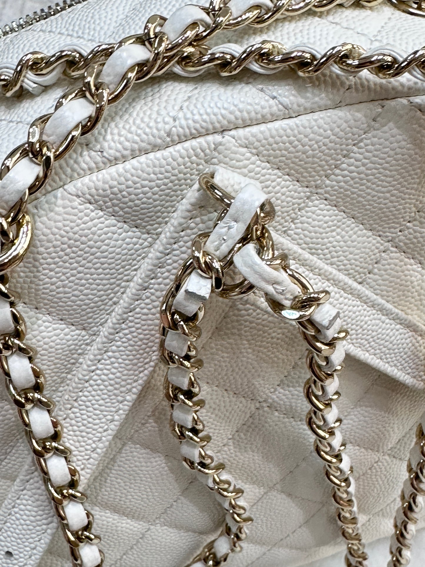 Chanel White CC Day Mini Quilted Backpack