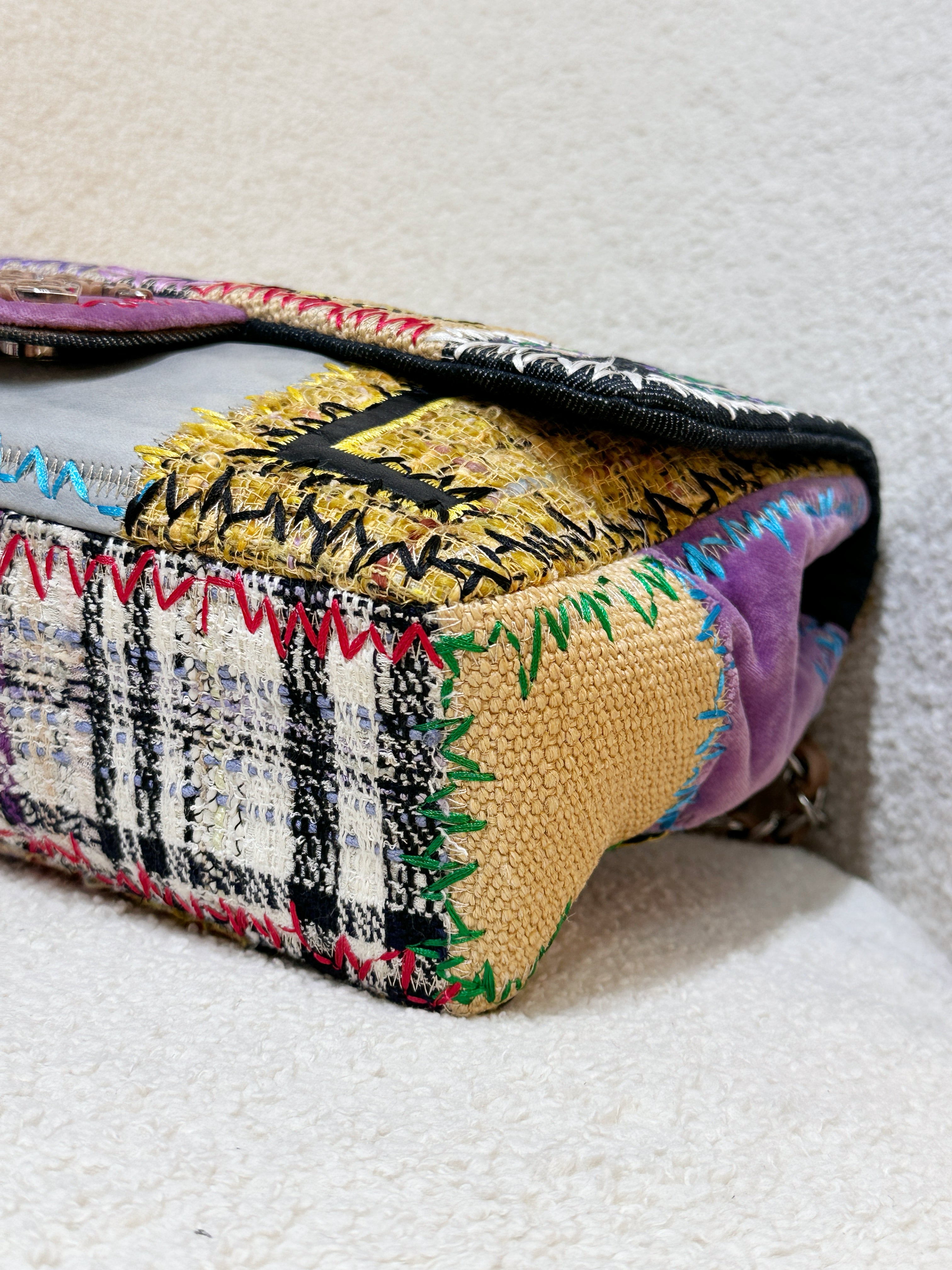 CHANEL TIMELESS PATCHWORK MULTICOLOR JUMBO SINGLE FLAP BAG 1443 holo card