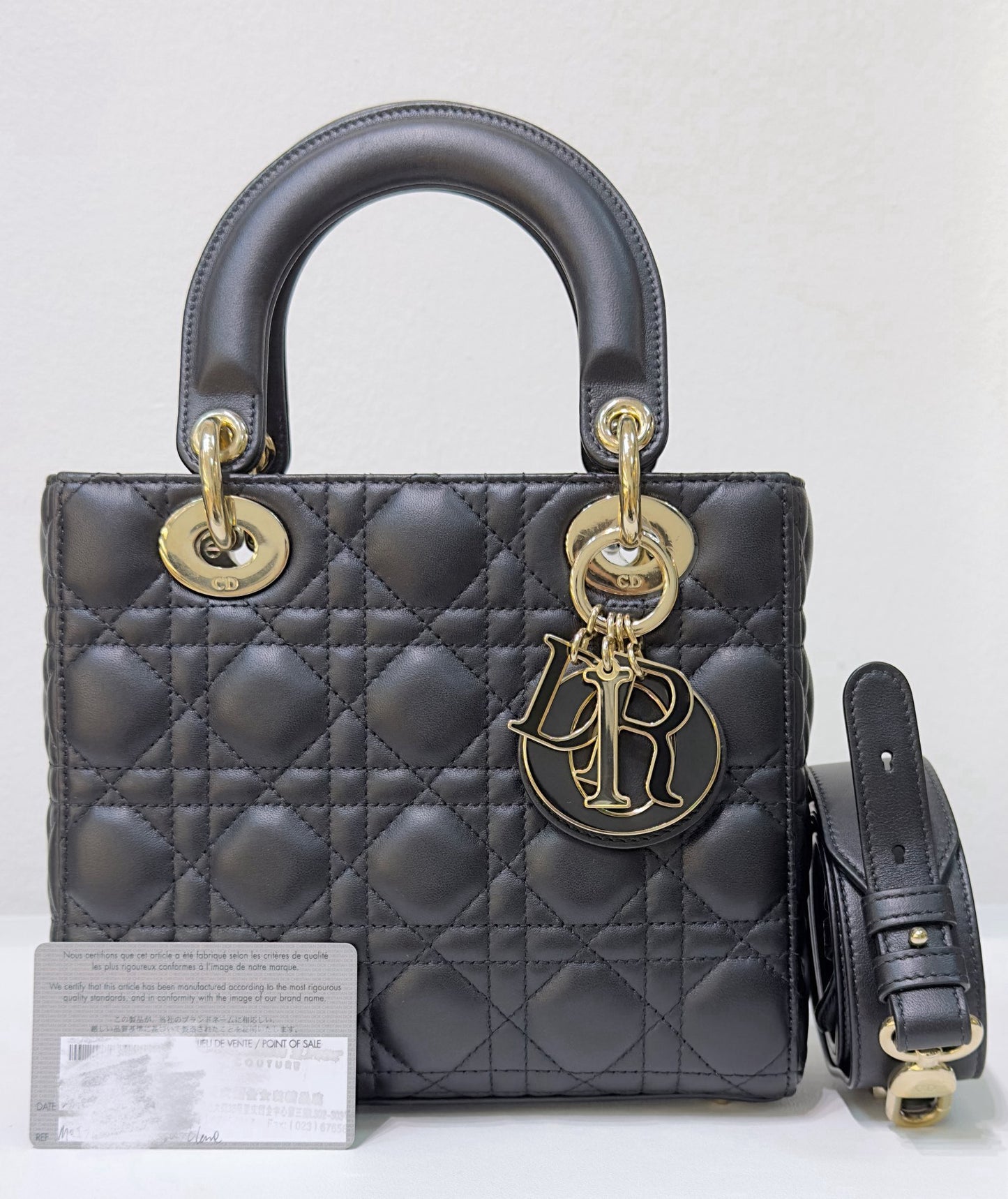 Christian Dior Small Cannage Lambskin My Lady Dior ABC Bag Black GHW