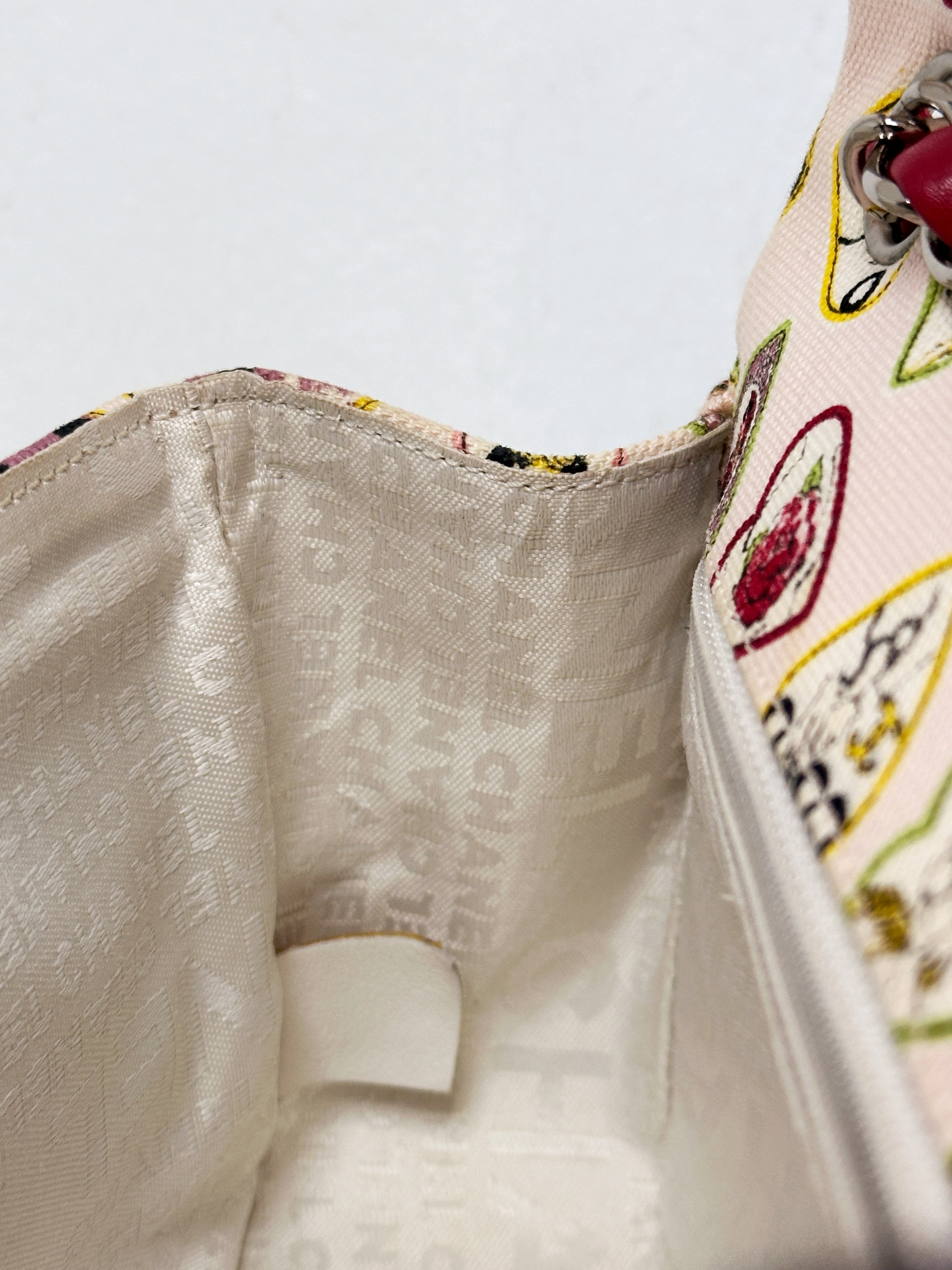 Chanel Valentine Coco Heart Motif Printed Pink Canvas East West Flap Bag 1064 holo