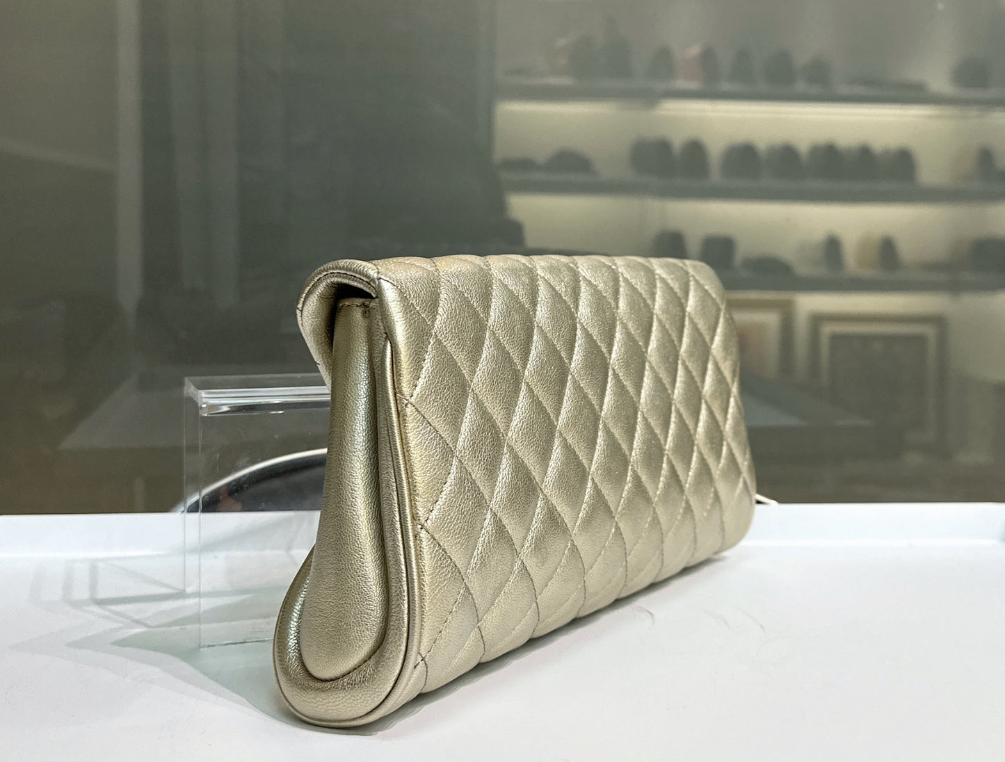 Chanel Gold Quilted Calfskin Single Flap Clutch