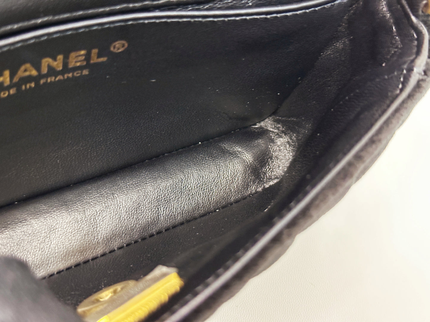 Chanel Mini Black Velvet Pearl Flap Bag X53U microchip
