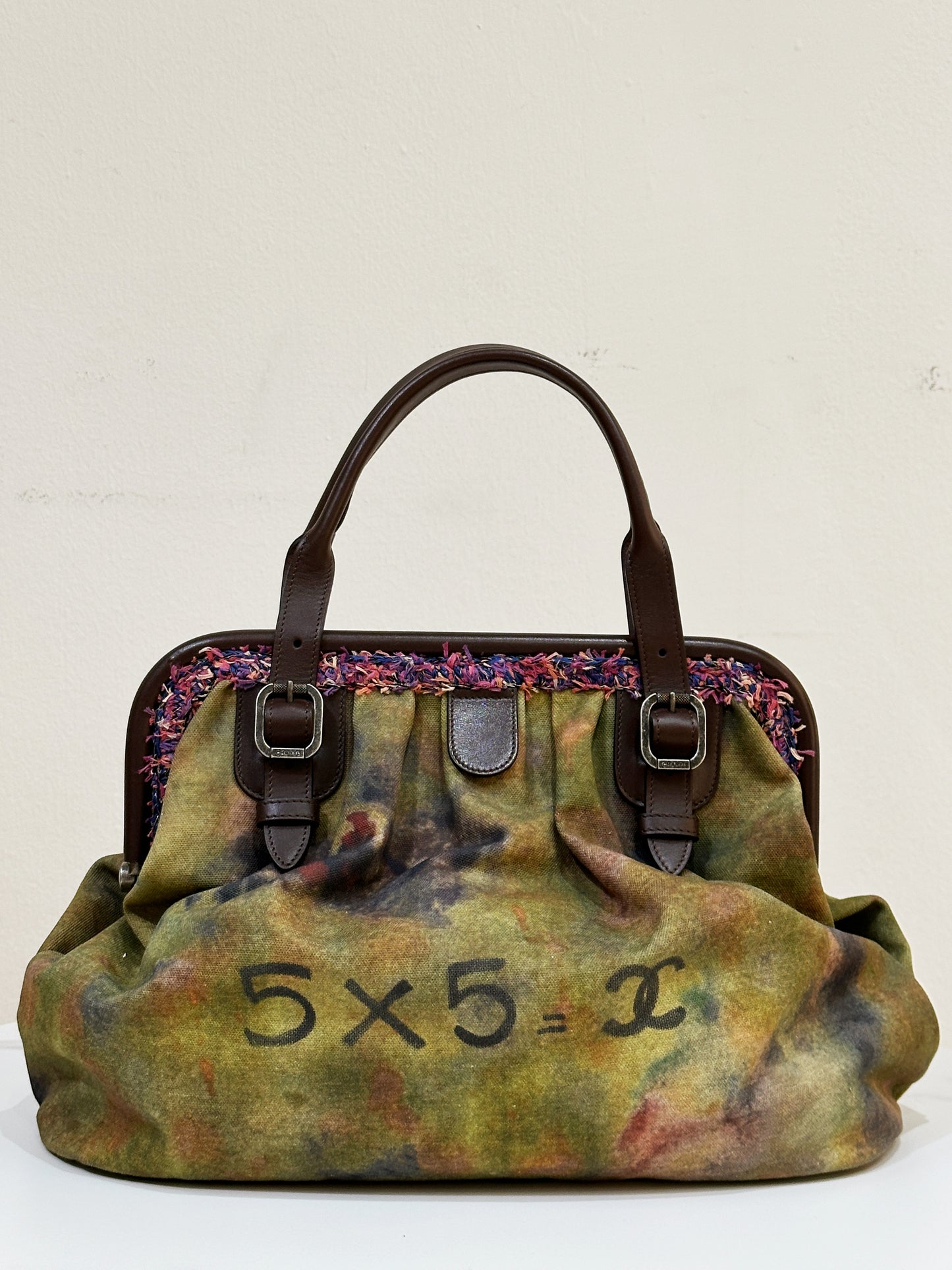 Chanel Green Graffiti Canvas On The Pavements Bowling Bag 2110 holo card