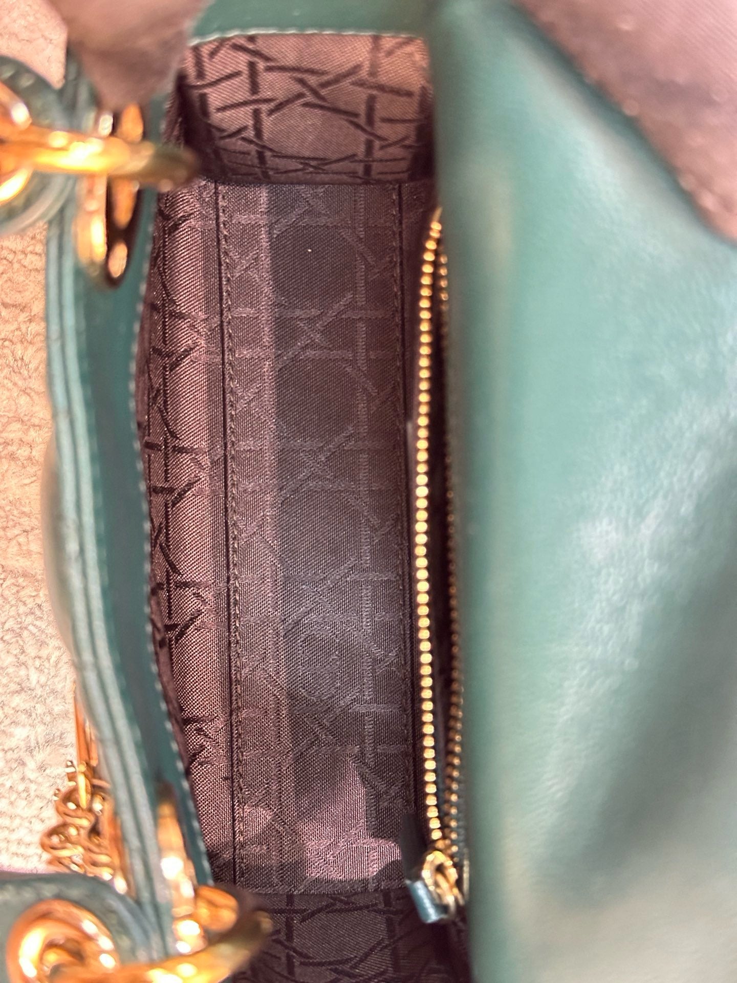 Christian Dior Mini Lambskin Cannage Lady Dior Green