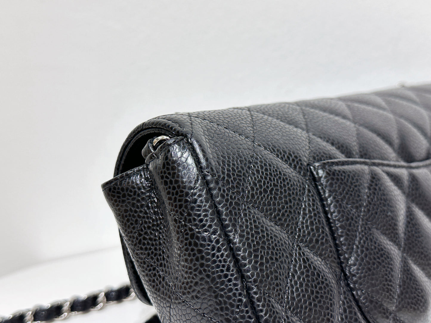 Chanel Caviar East West Flap Bag Black SHW 1172 holo card
