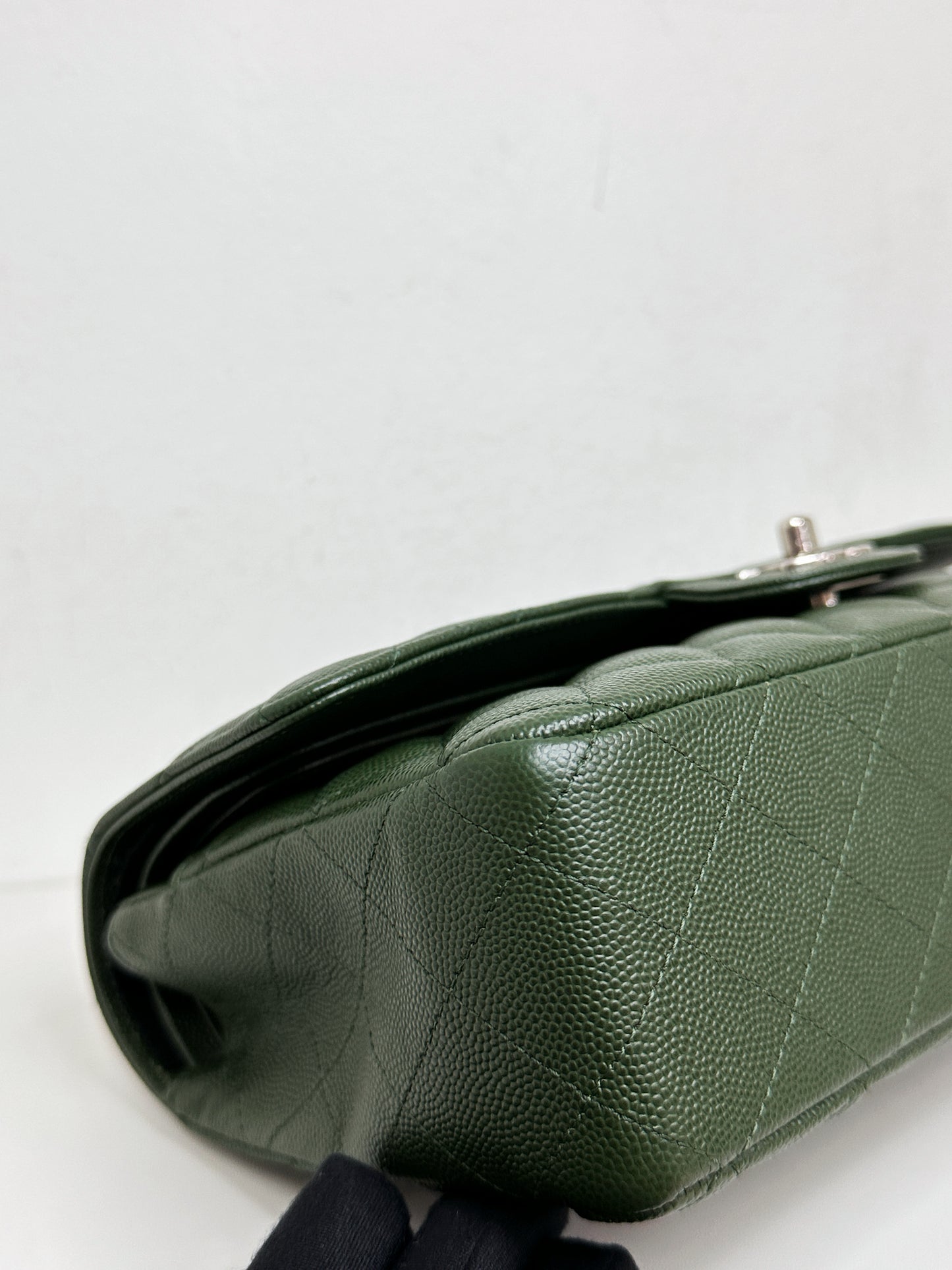 Chanel Medium Classic Quilted Double Flap Bag Green 2517 holo