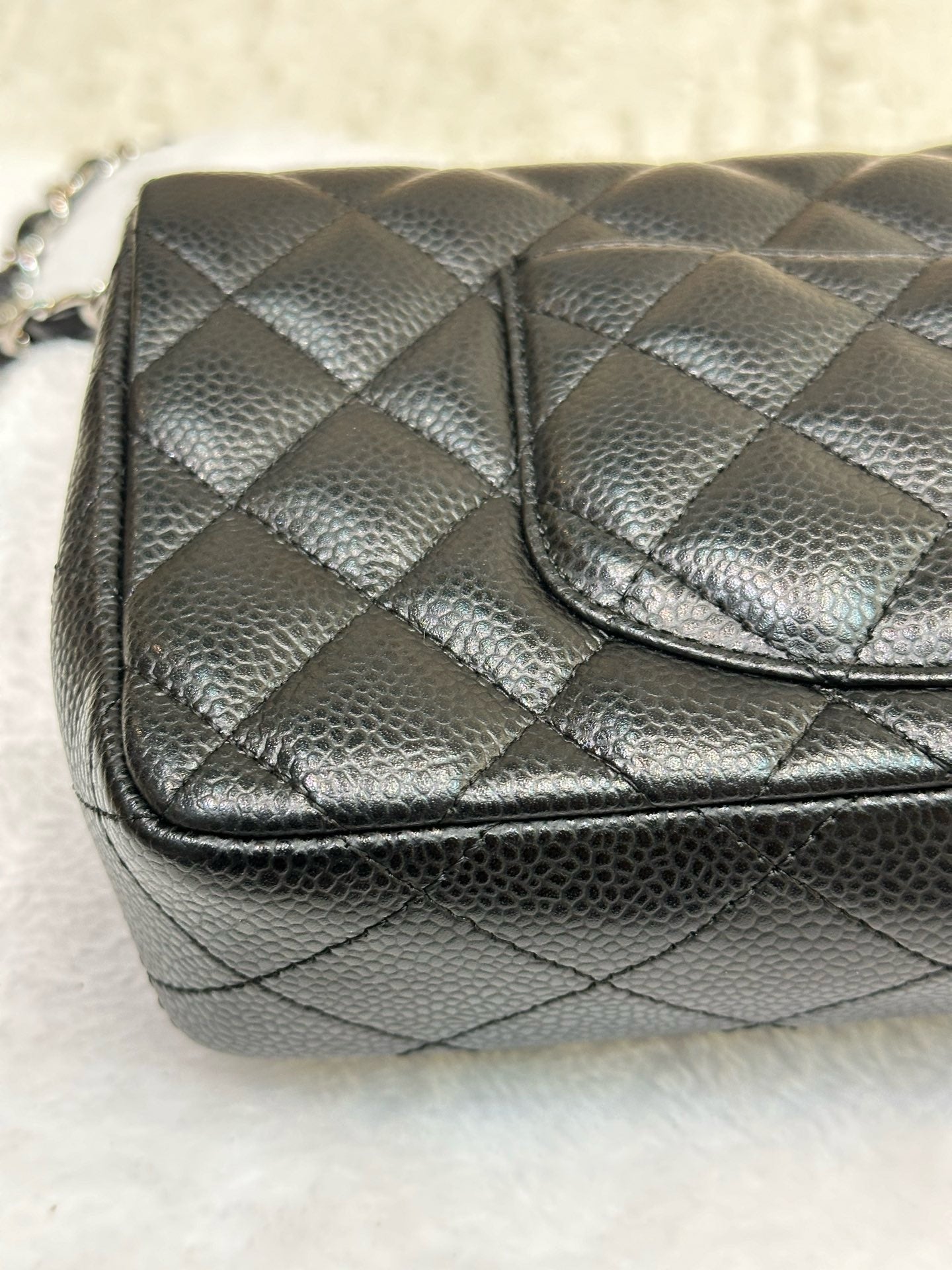 Chanel Caviar East West Flap Bag Black SHW 1186 holo card