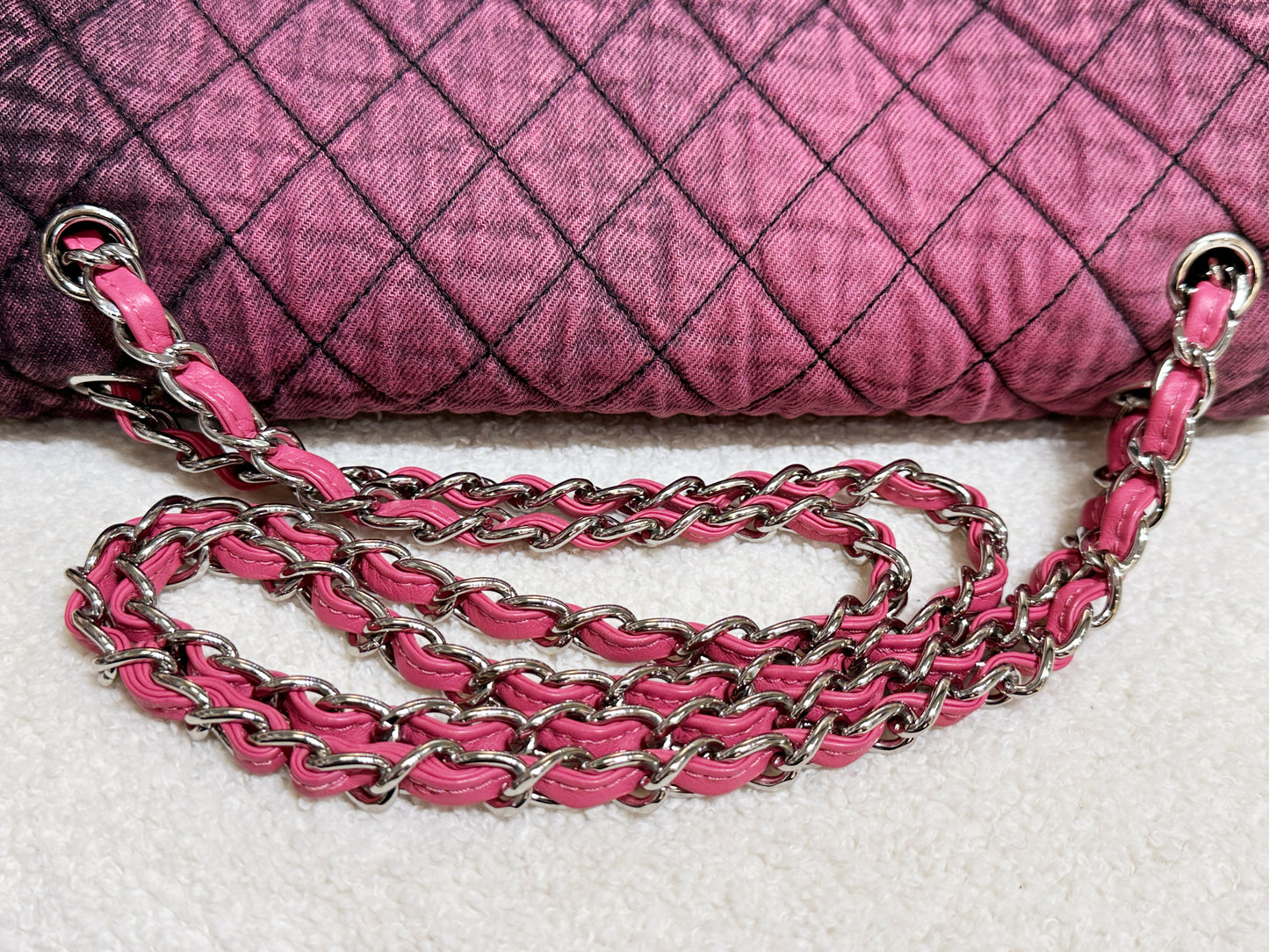 Chanel Denim Quilted Denimpression Flap Red Black