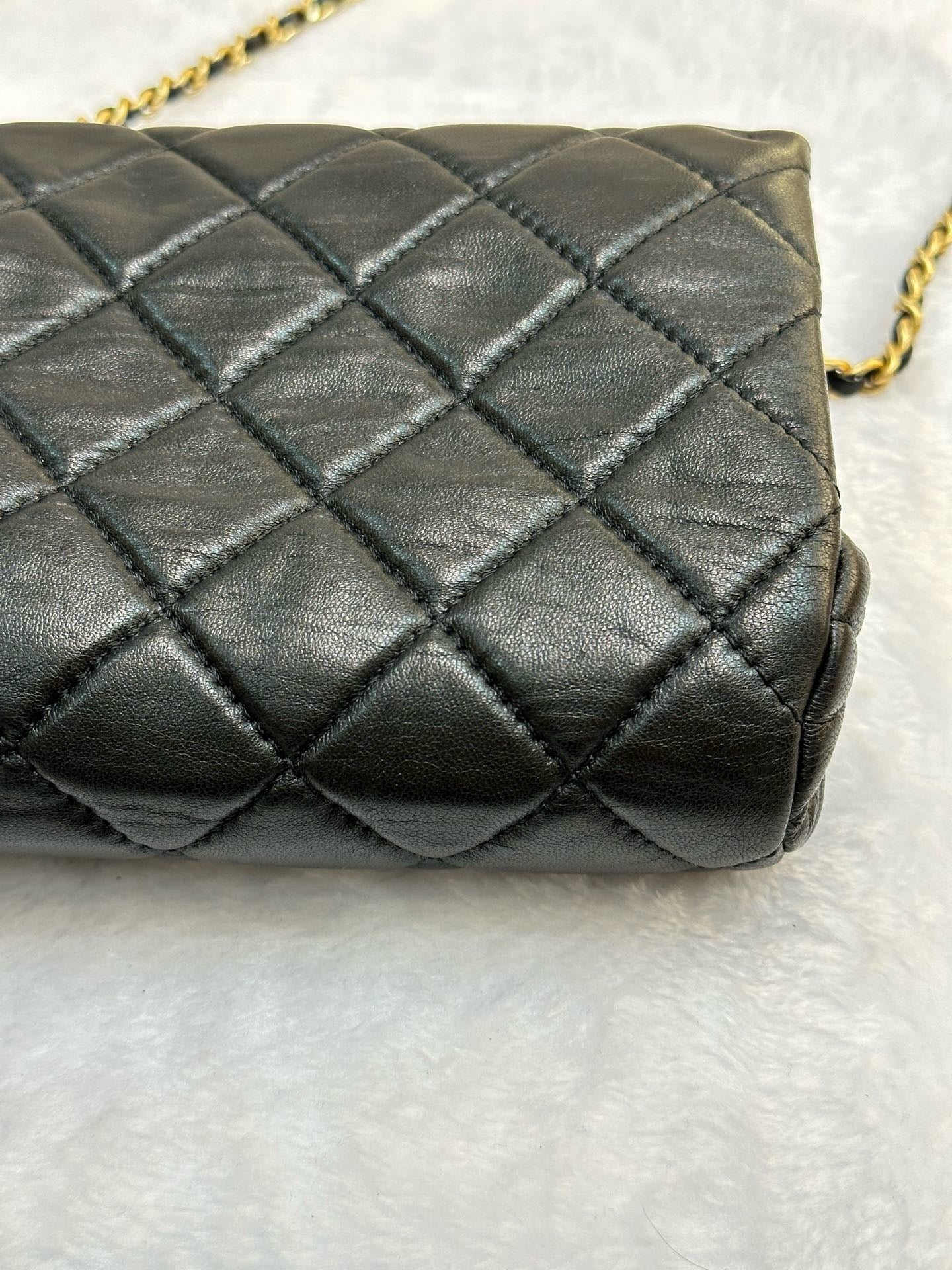 Chanel Small Black Quilted Lambskin Chain Flap GHW