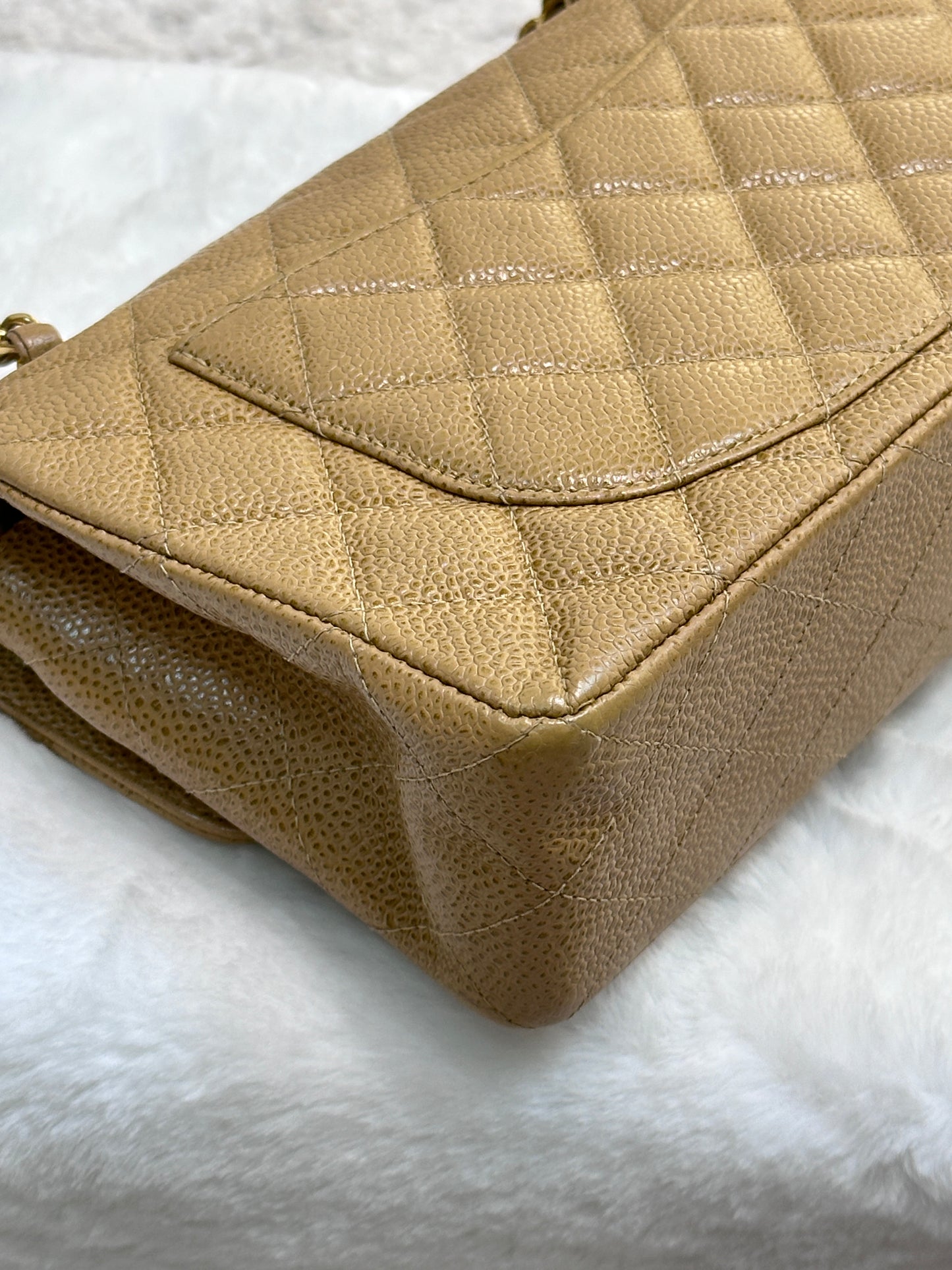 Chanel Small Caviar Quilted Double Flap Bag Beige