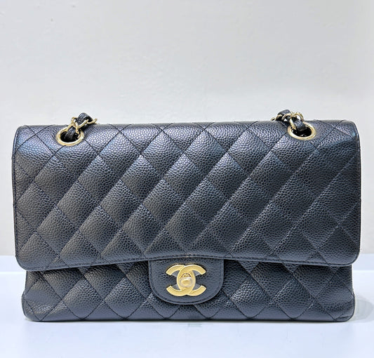 Chanel Medium Classic Flap Caviar Black Gold Hardware