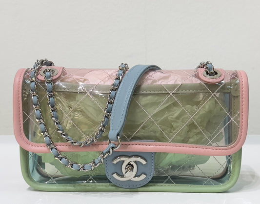 Chanel Mini Coco Splash PVC Flap Bag Pink/Green/Blue SHW