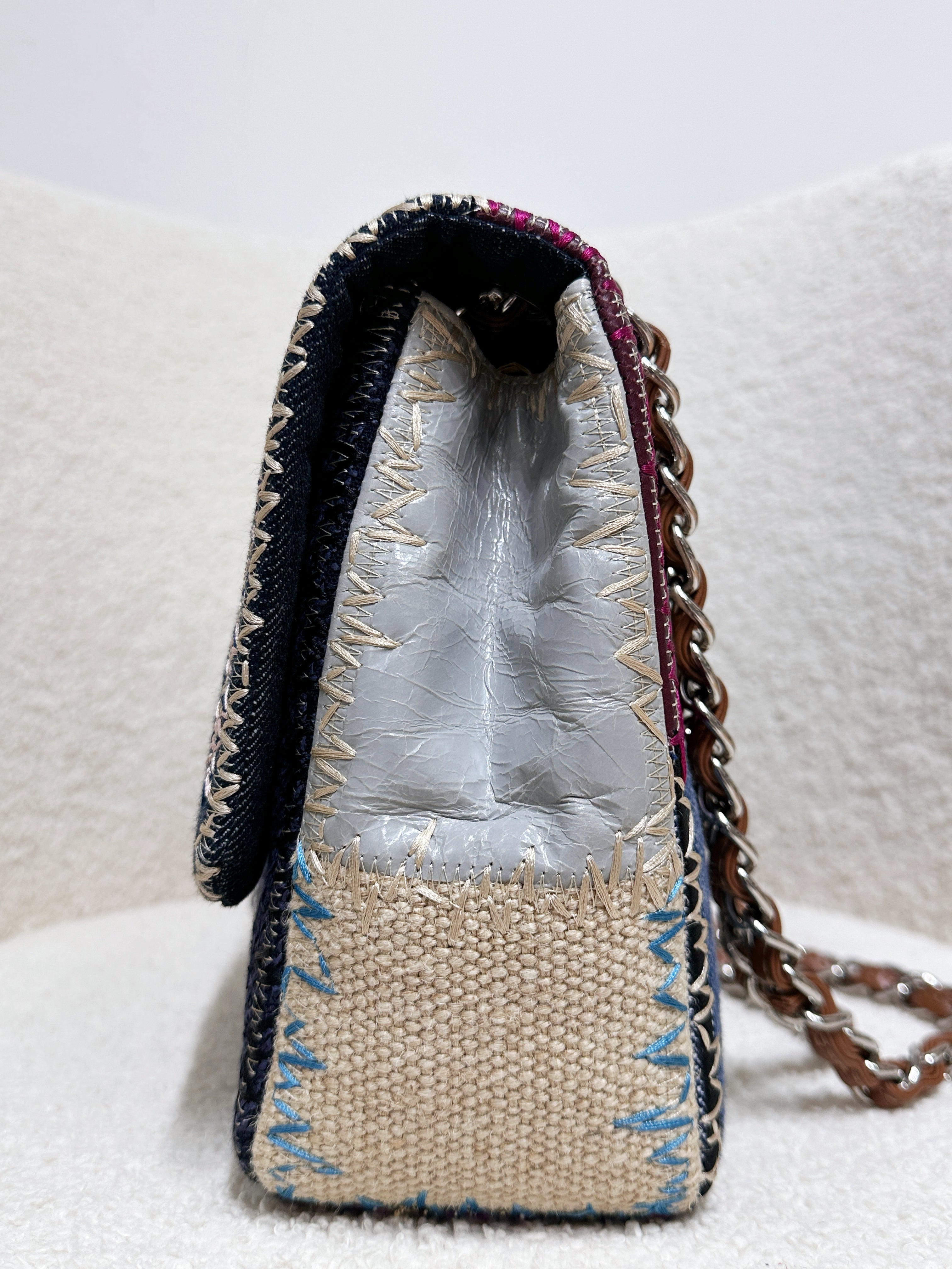 CHANEL TIMELESS PATCHWORK MULTICOLOR JUMBO SINGLE FLAP BAG 1600 holo card