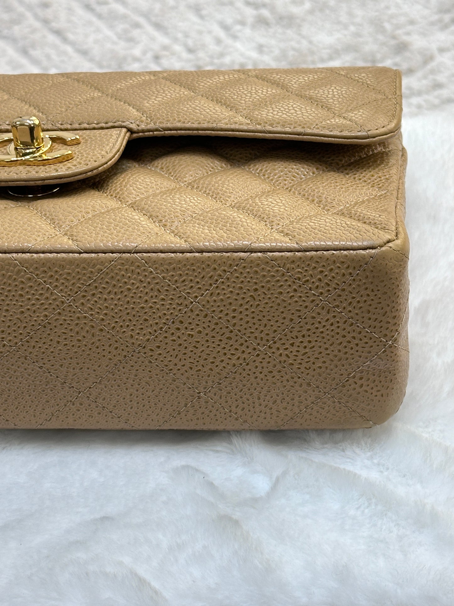 Chanel Small Caviar Quilted Double Flap Bag Beige