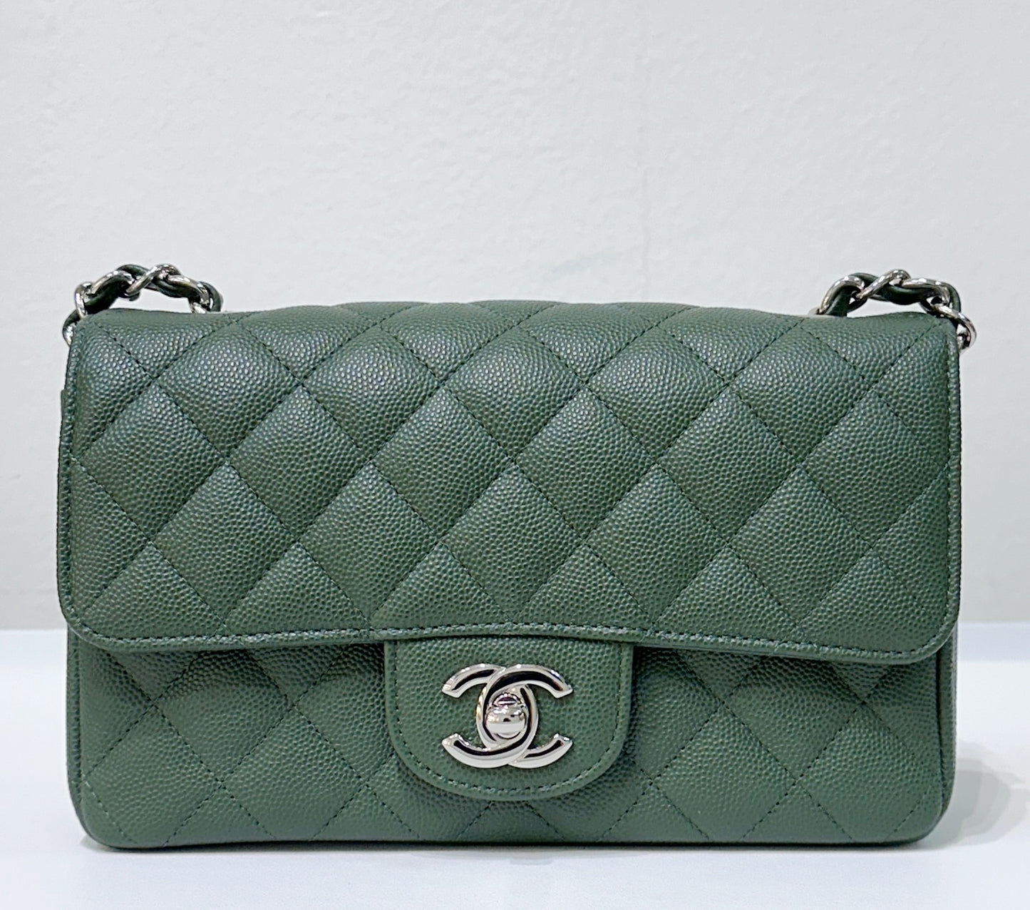 Chanel Caviar Quilted Mini Rectangular Flap Green