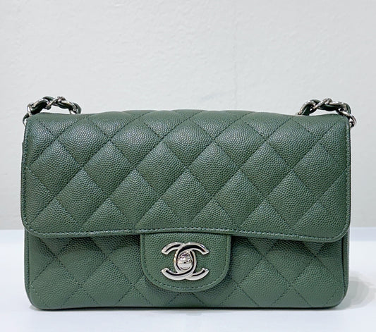 Chanel Caviar Quilted Mini Rectangular Flap Green