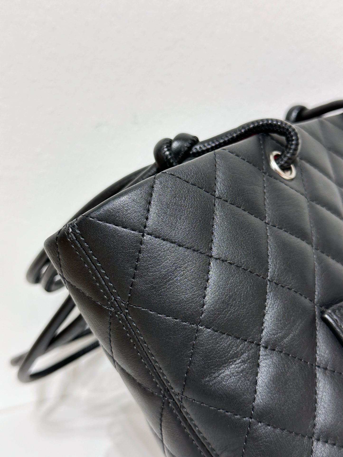 Chanel Calfskin Cambon Line Medium Tote Bag Black 1531 holo