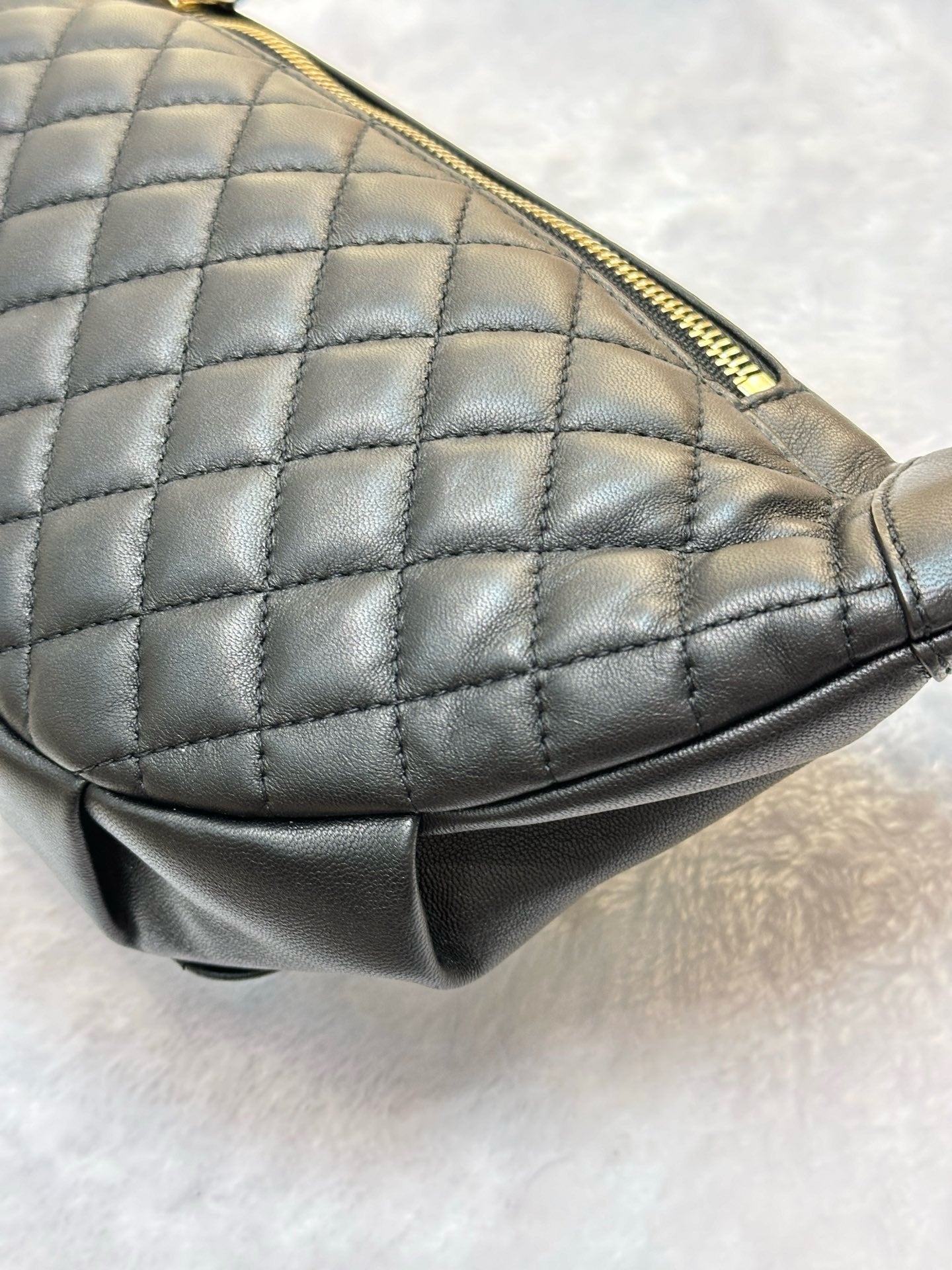 Chanel Lambskin Quilted Waist Bag Fanny Pack Black GHW