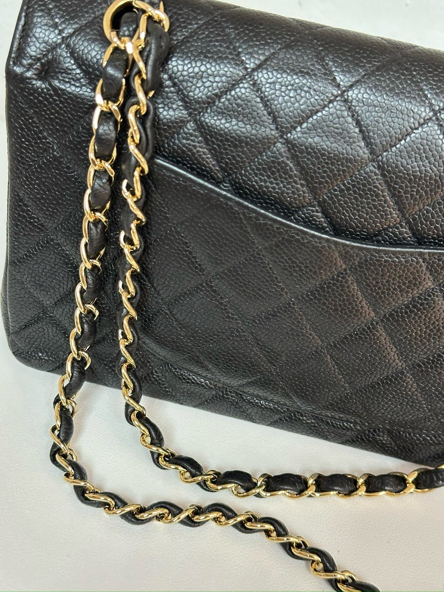 CHANEL Classic Double Flap Medium Shoulder Bag Black Caviar 24k