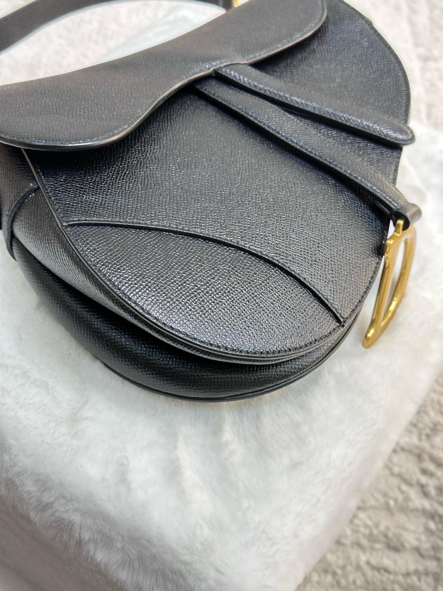 Christian Dior Meidum Leather Saddle Bag Black