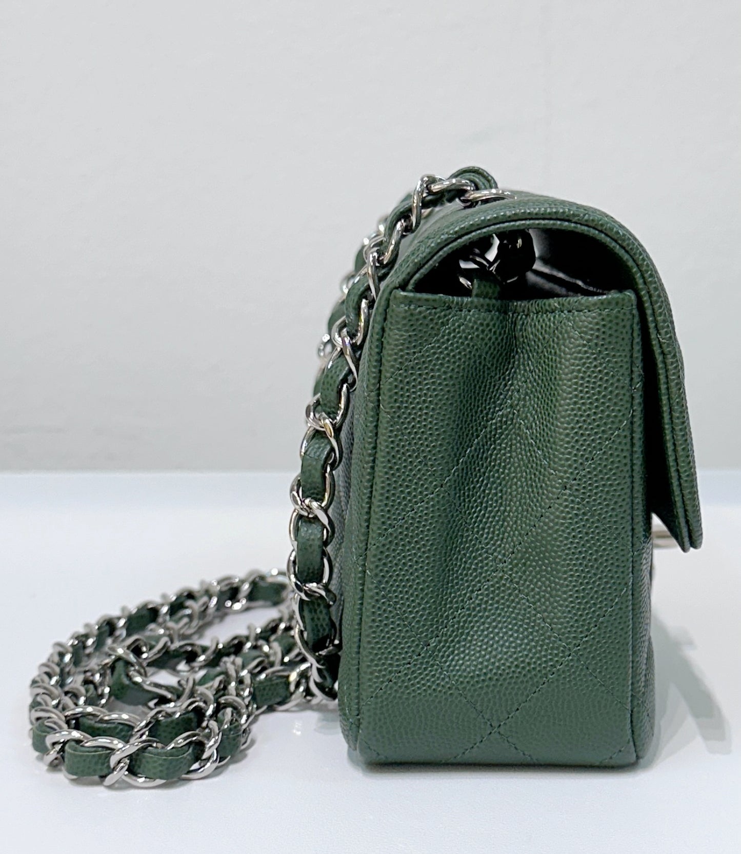 Chanel Caviar Quilted Mini Rectangular Flap Green